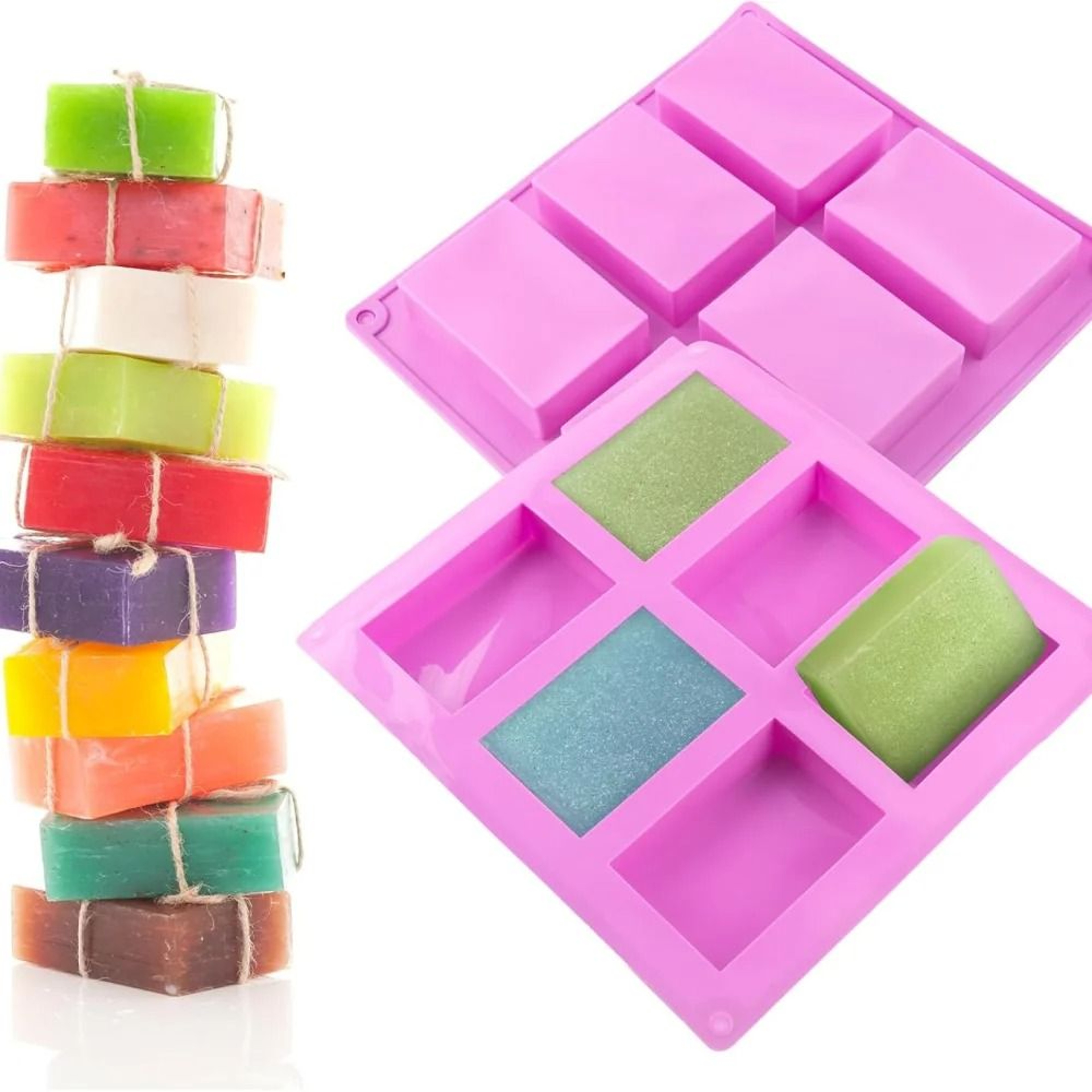 Square Silicone Soap  Baking Mold  6Compartment NonStick Brownie  Cupcake Pan 0