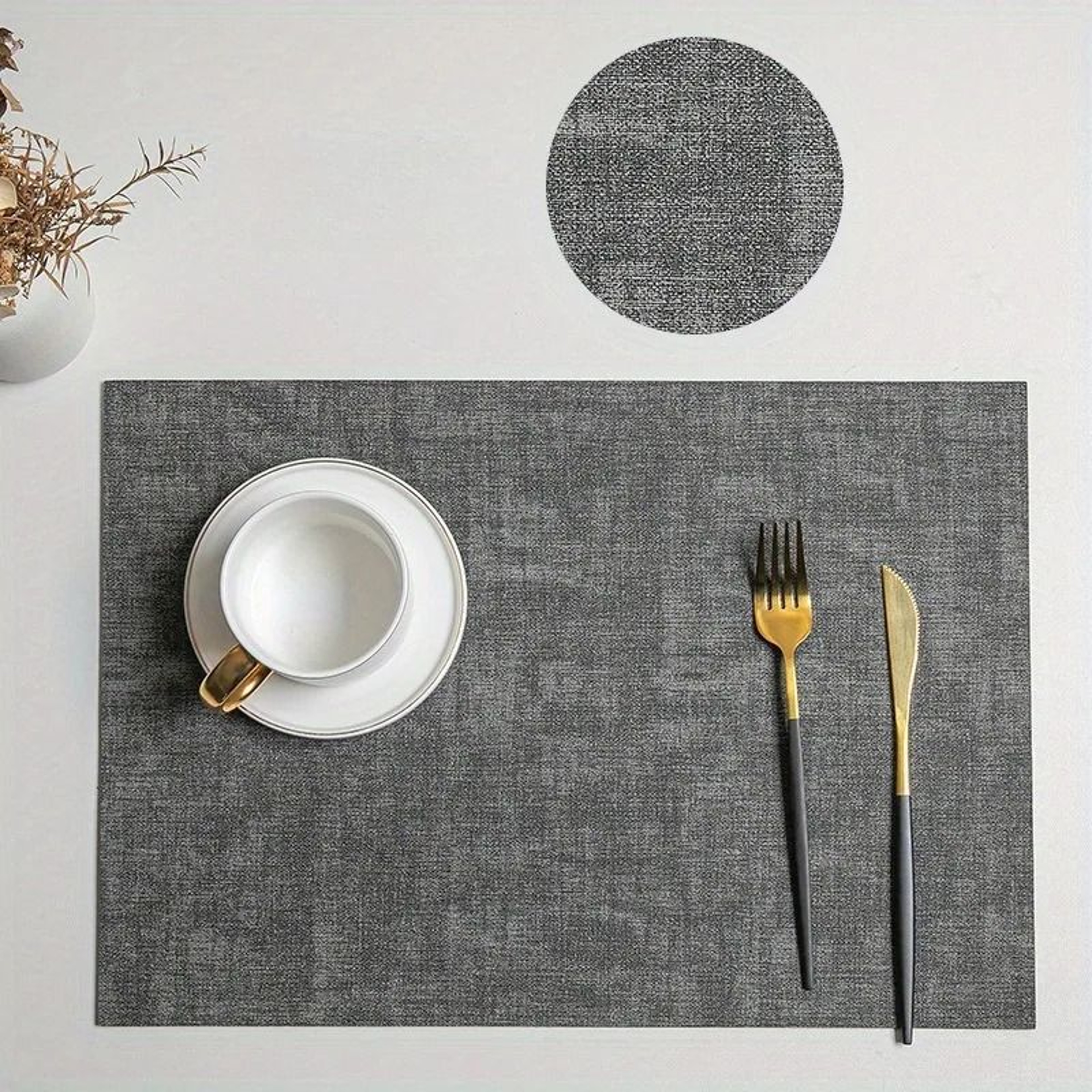 Premium Leather Table Place Mats  DualSided Cloth Pattern HeatResistant  Waterproof Dining Mats 7