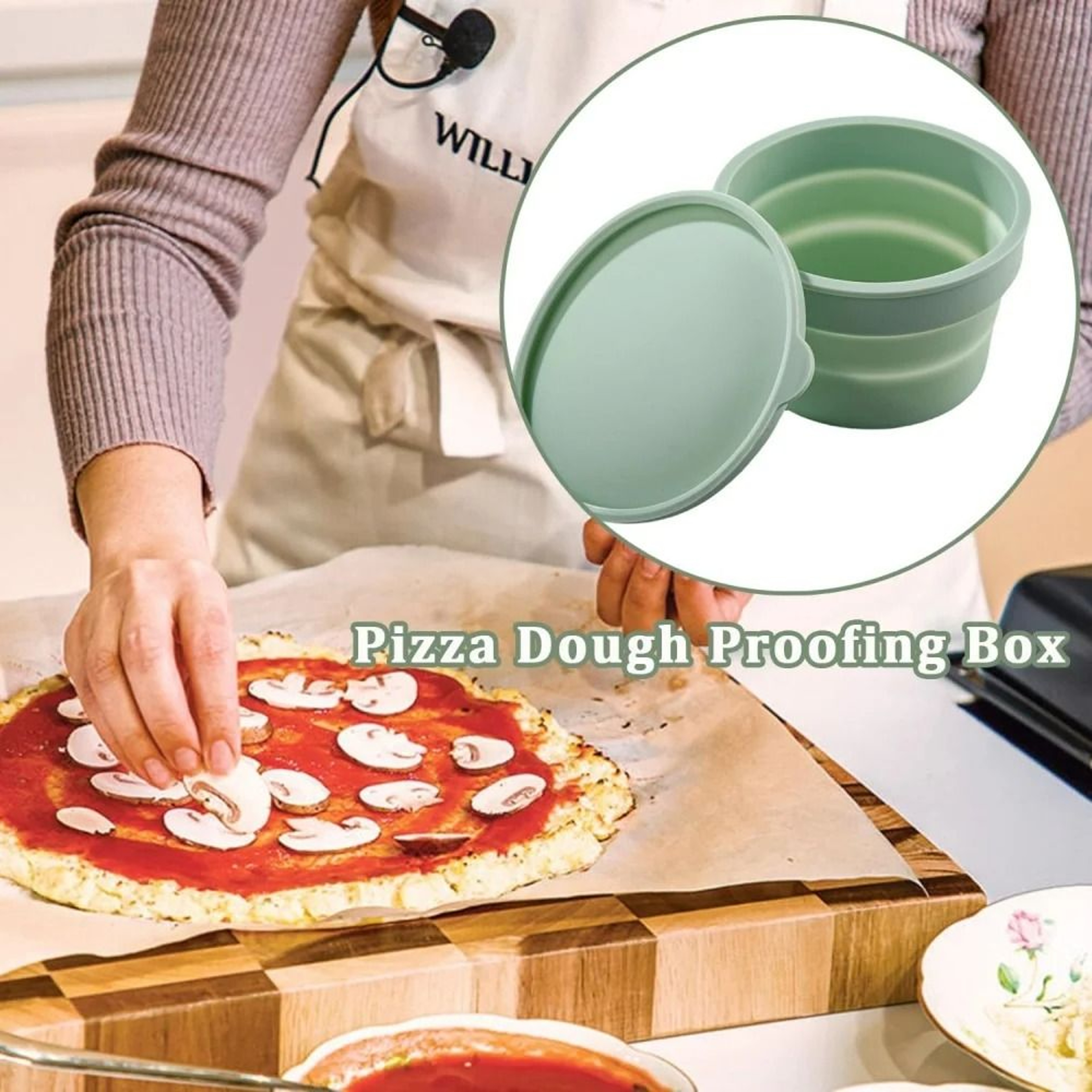 Premium Silicone Pizza Dough Proofing Box  Foldable NonStick Fermentation Basket With Lid 4
