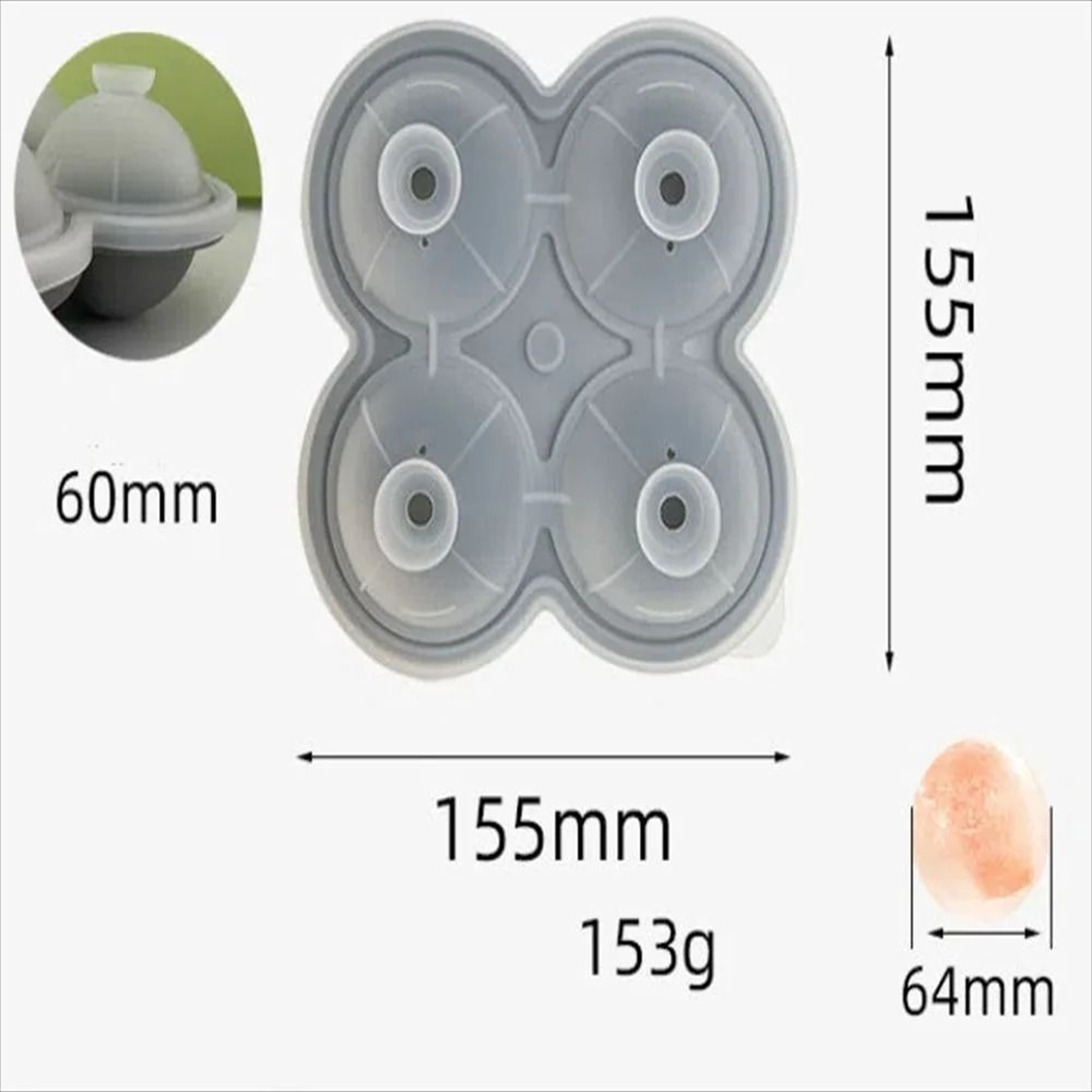 Premium Large Round Ice Ball Maker  BPAFree Silicone Mold For SlowMelting Craft Cocktails 1