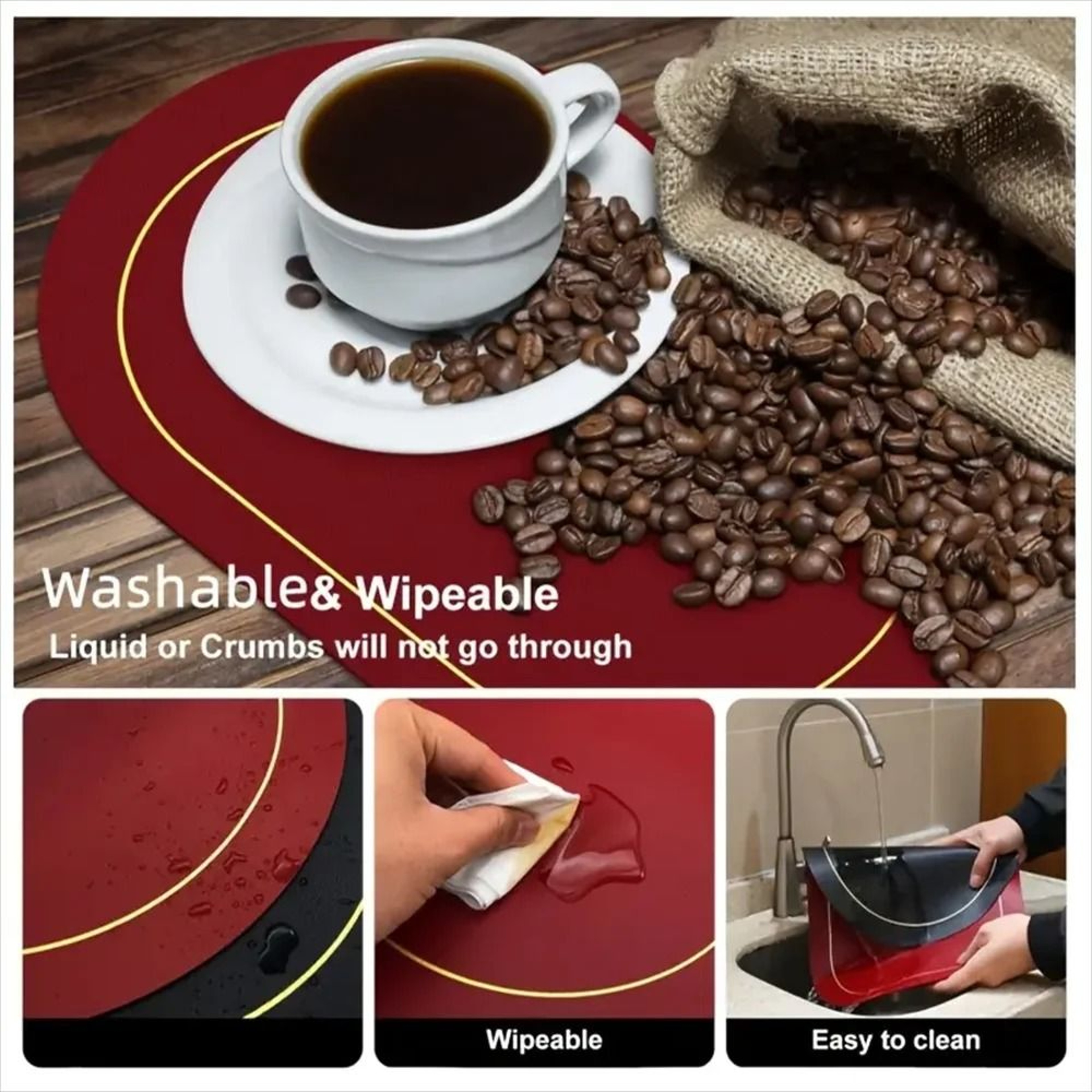 Premium Faux Leather Placemats  Reversible Nordic Style HeatResistant  Wipeable Table Mats 3