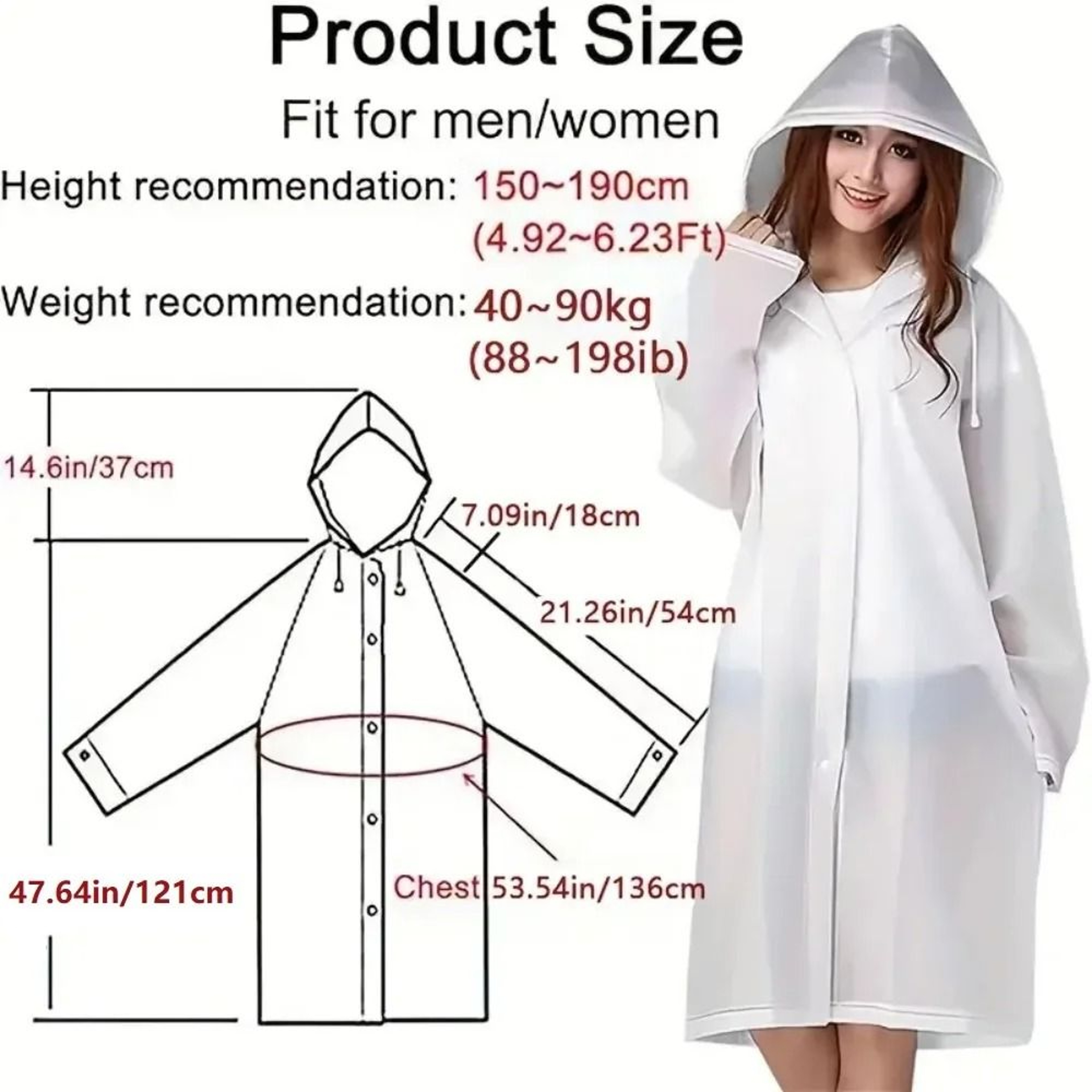 Premium Reusable Transparent Raincoat  Thickened Portable Waterproof Poncho For Outdoor Hiking 1