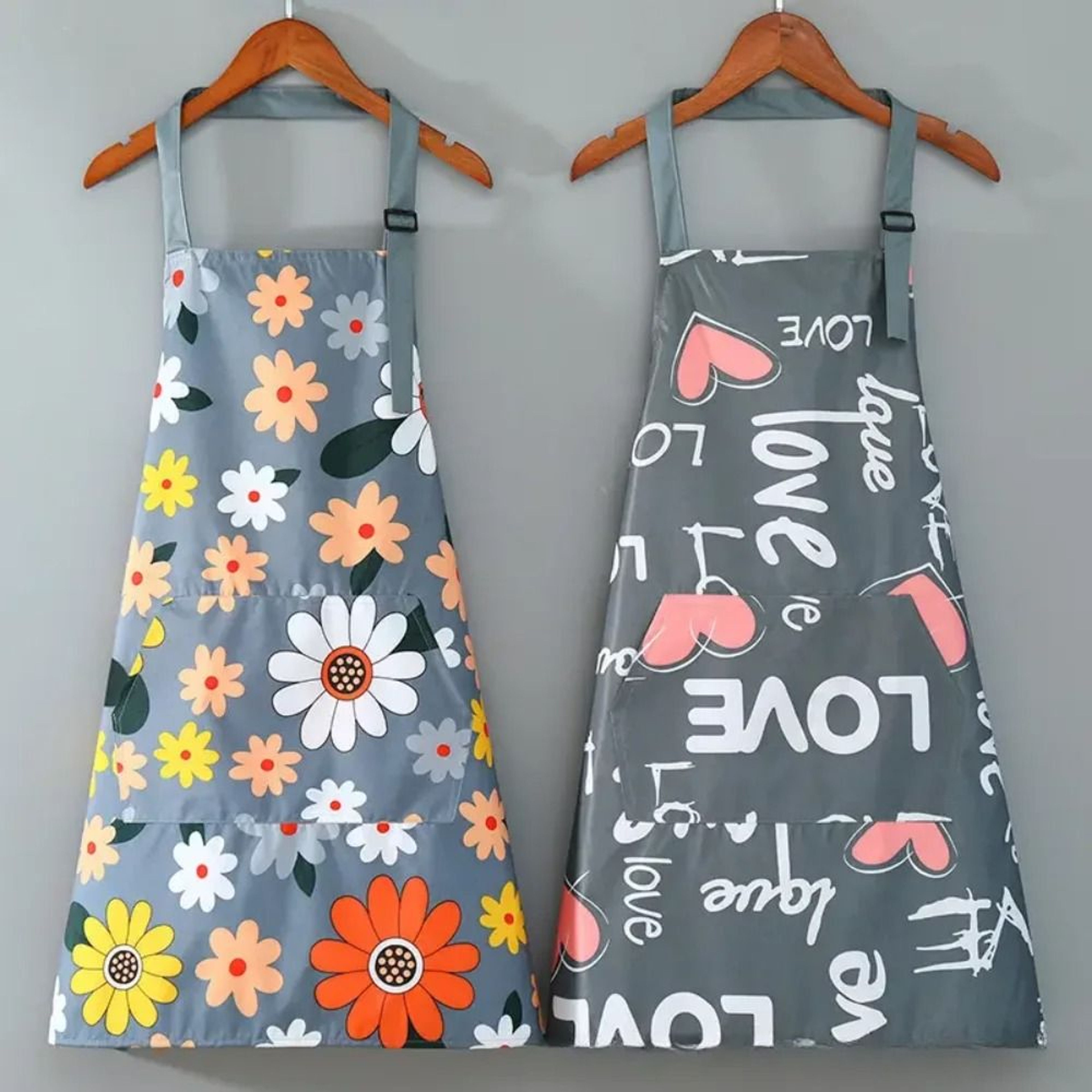 Premium Floral Waterproof Apron  Adjustable Cooking Bib With Pocket For Baking  Gardening 0