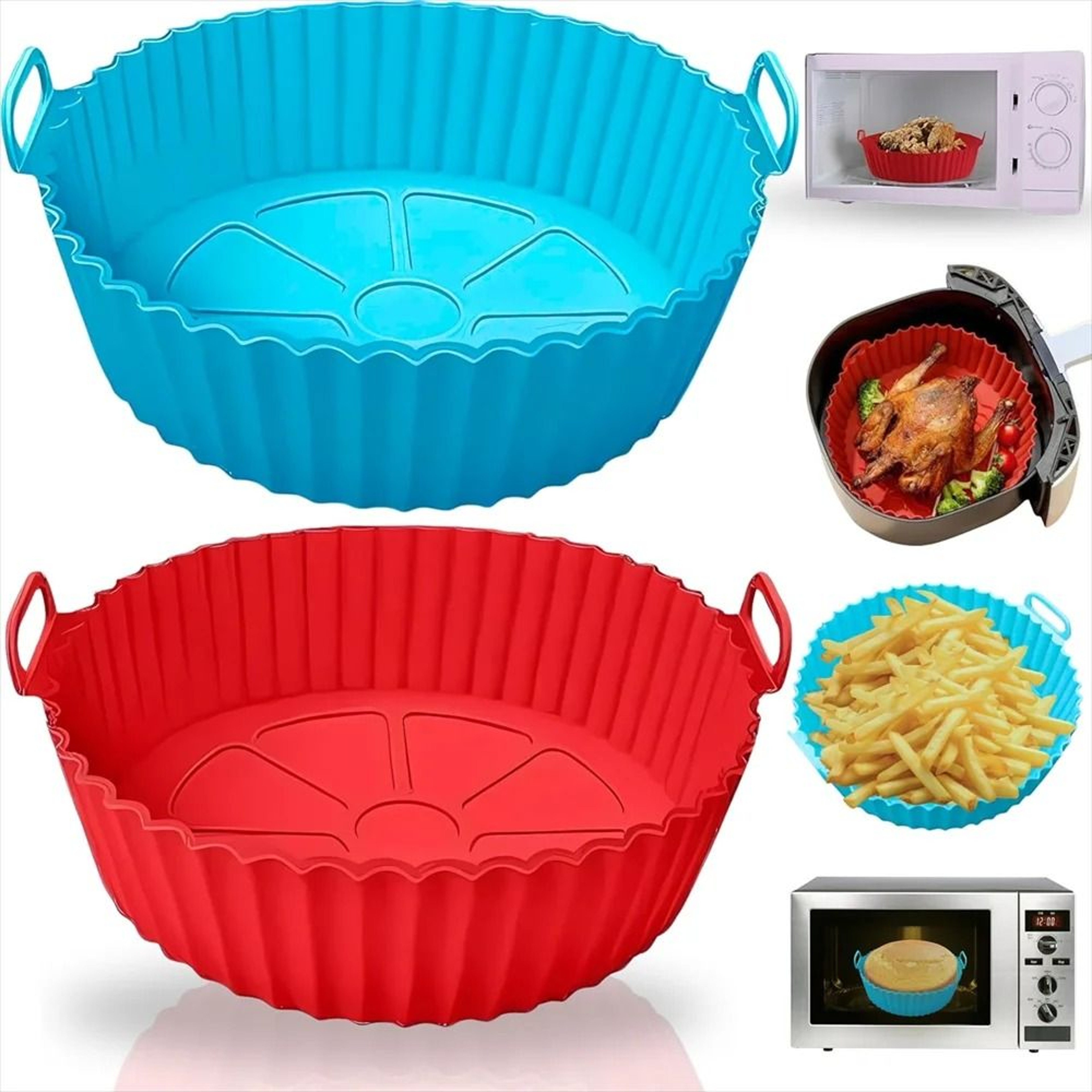 Premium Air Fryer Silicone Baking Tray  Reusable NonStick FoodGrade Liner  HeatResistant Pot 0