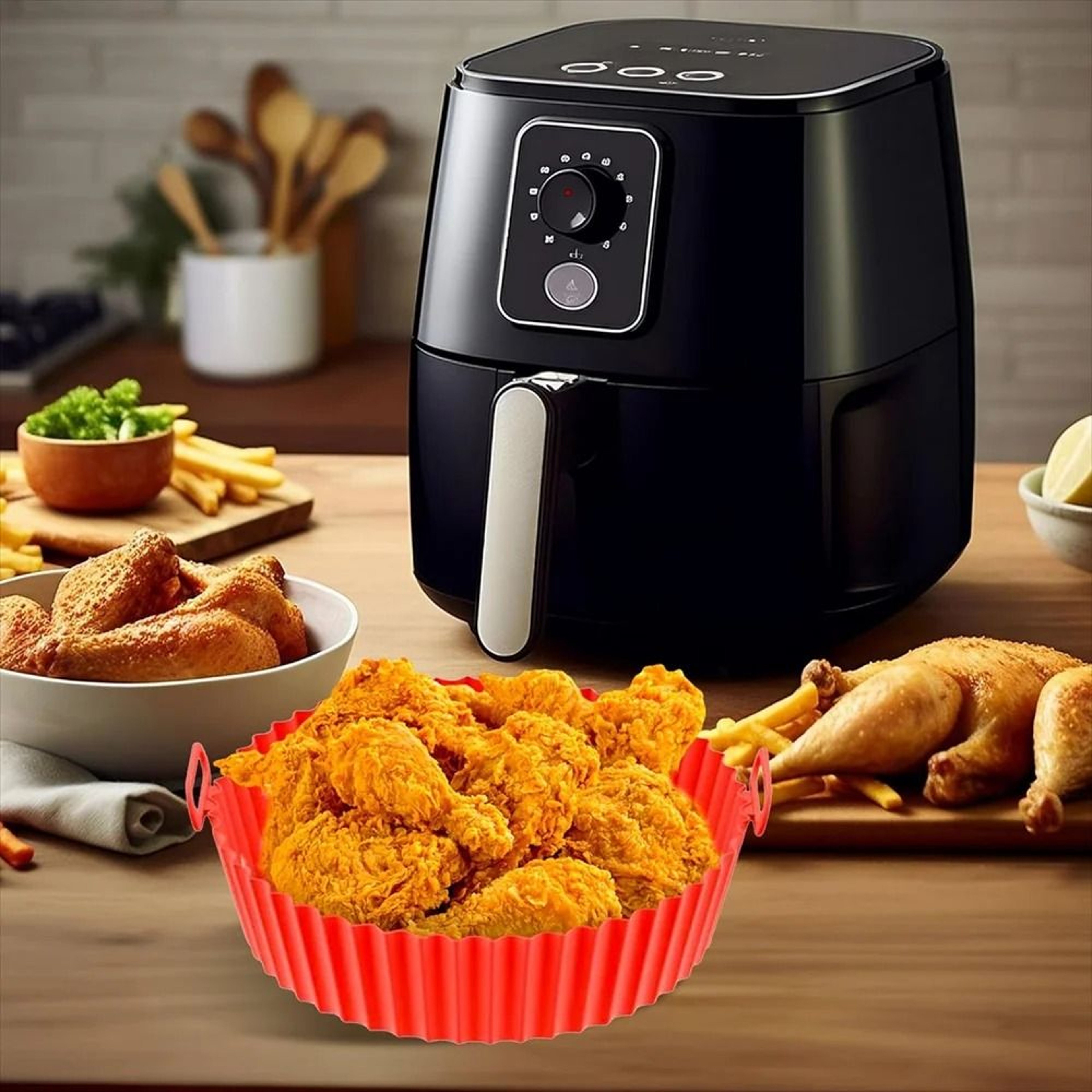 Premium Air Fryer Silicone Baking Tray  Reusable NonStick FoodGrade Liner  HeatResistant Pot 5