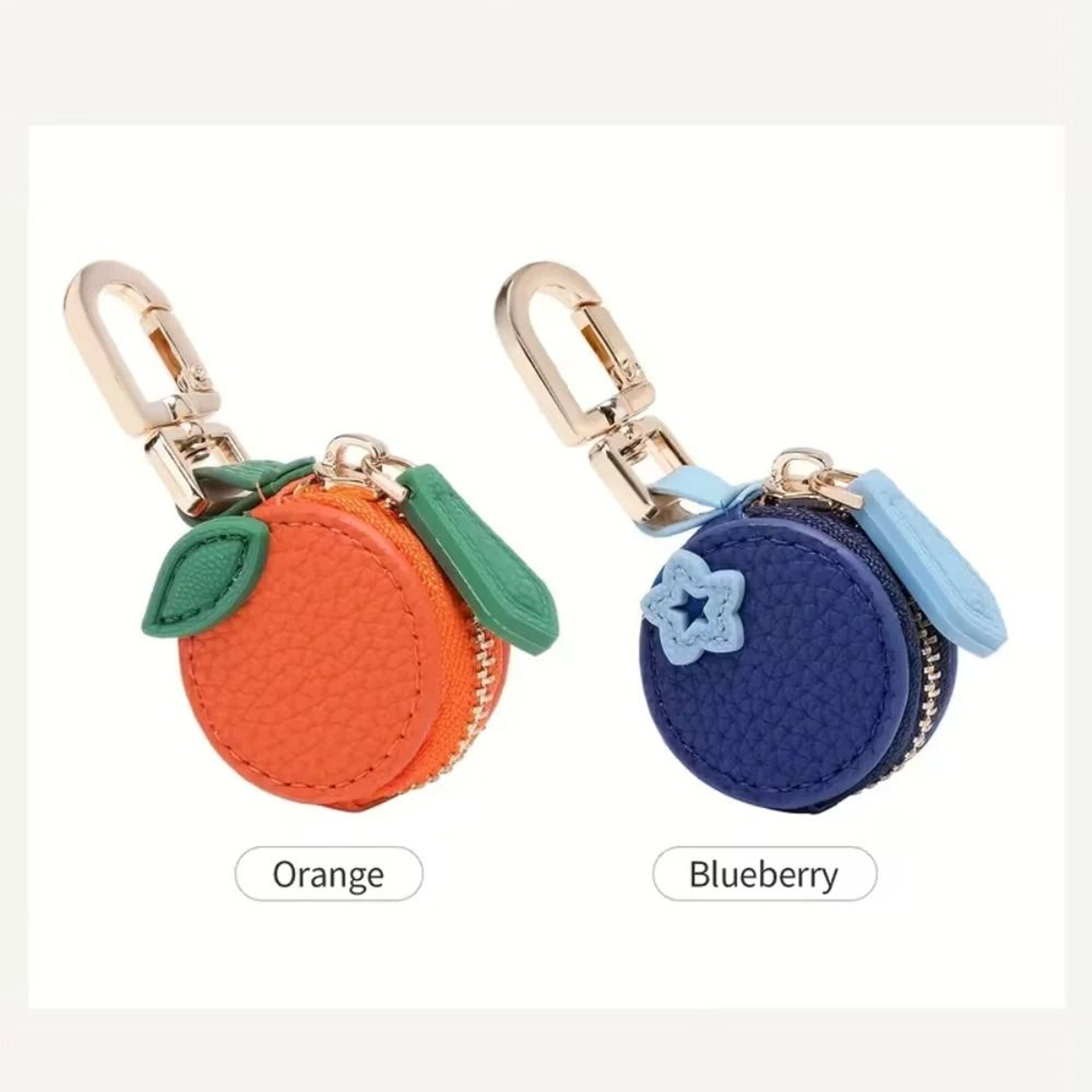Premium Mini Leather Fruit Coin Wallet  Chic Orange Keychain Backpack Charm  Gift Label 2