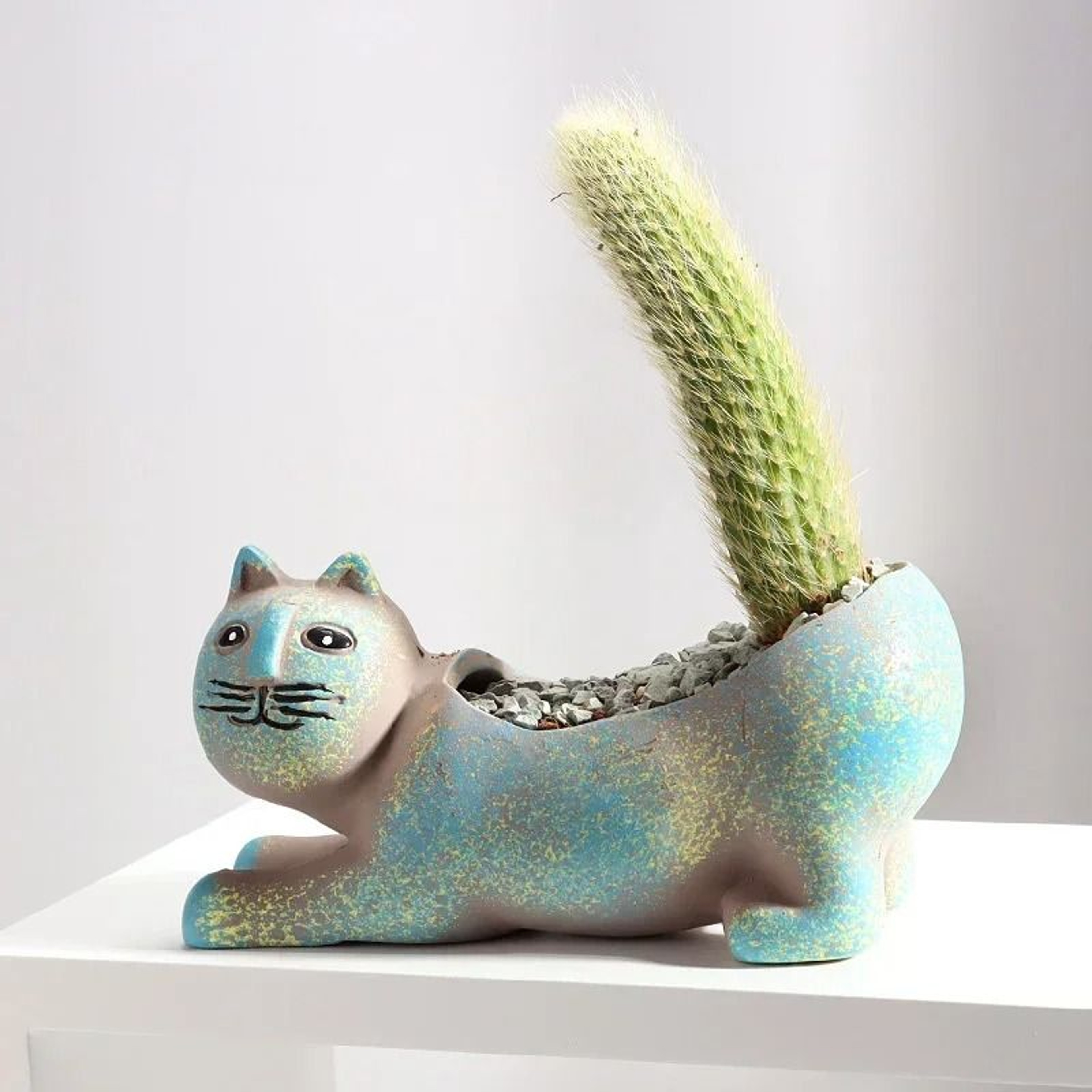 Premium Ceramic Cat Succulent Pot  Cute Cartoon Animal Planter For Indoor Home Decor 1