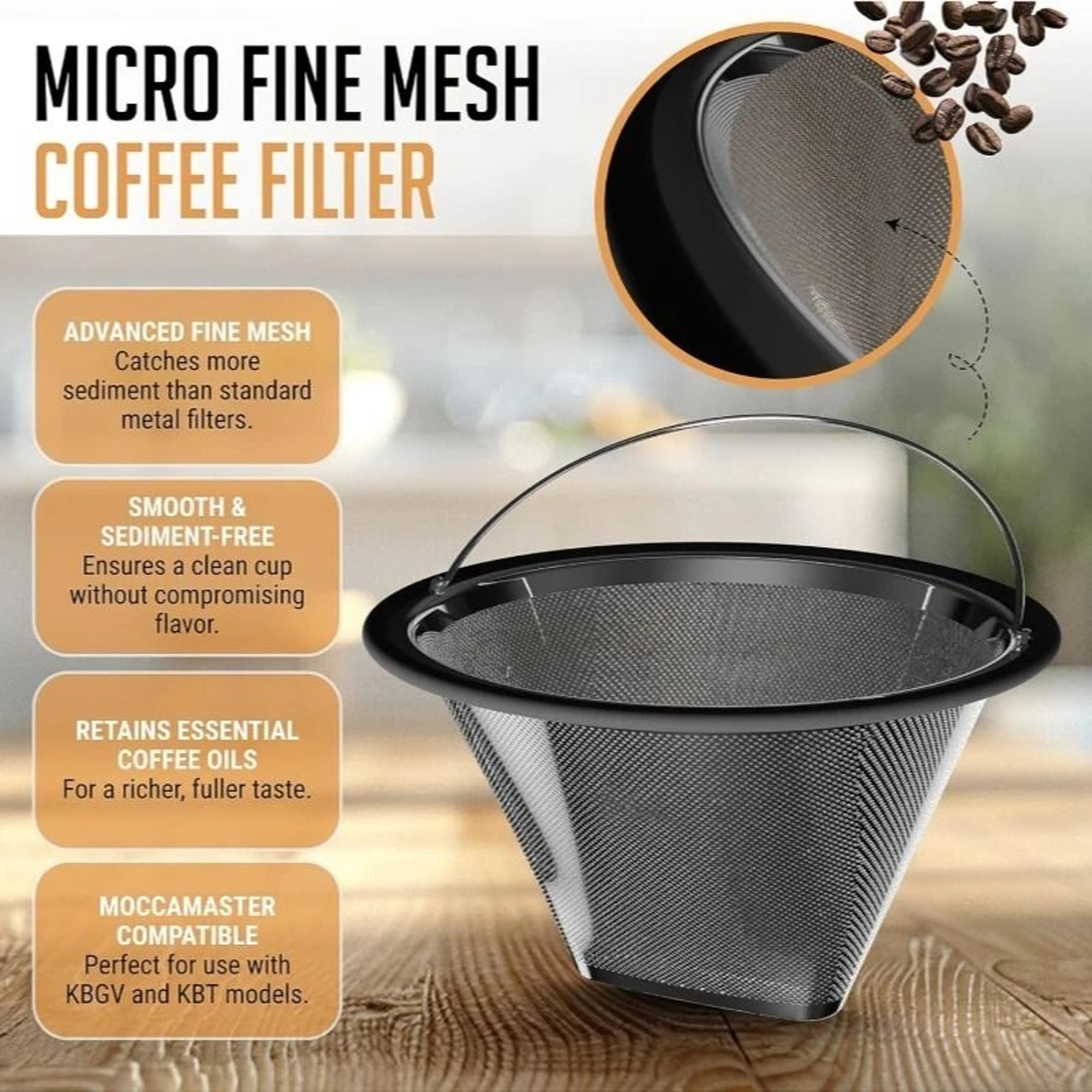 JUSTINLAU Stainless Steel Coffee Filter  EcoFriendly Replacement For MOCCAMASTER KBGV  KBT 3