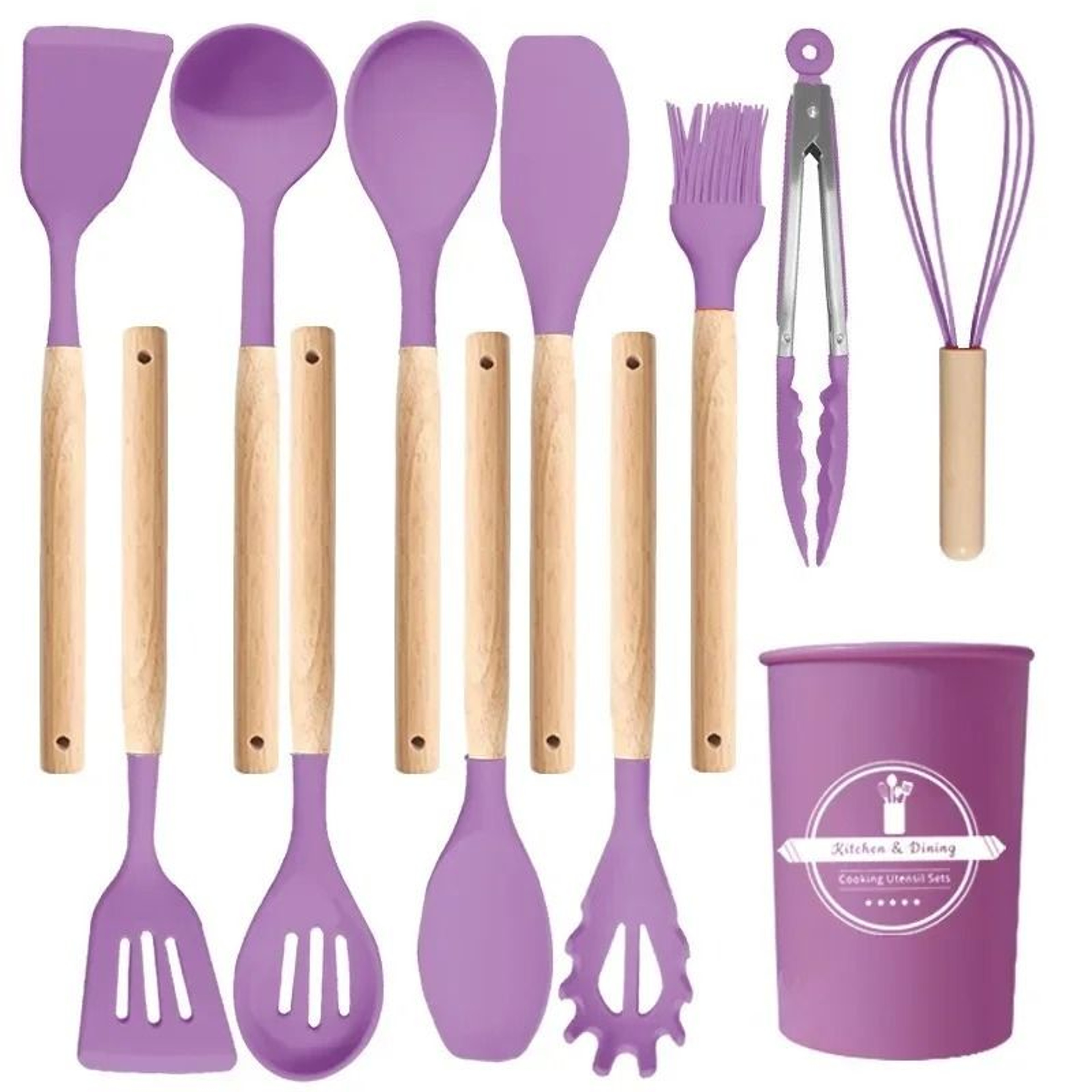 JUSTINLAU 12Piece Premium Silicone Kitchen Utensils Set  NonStick HeatResistant Baking Tools 14
