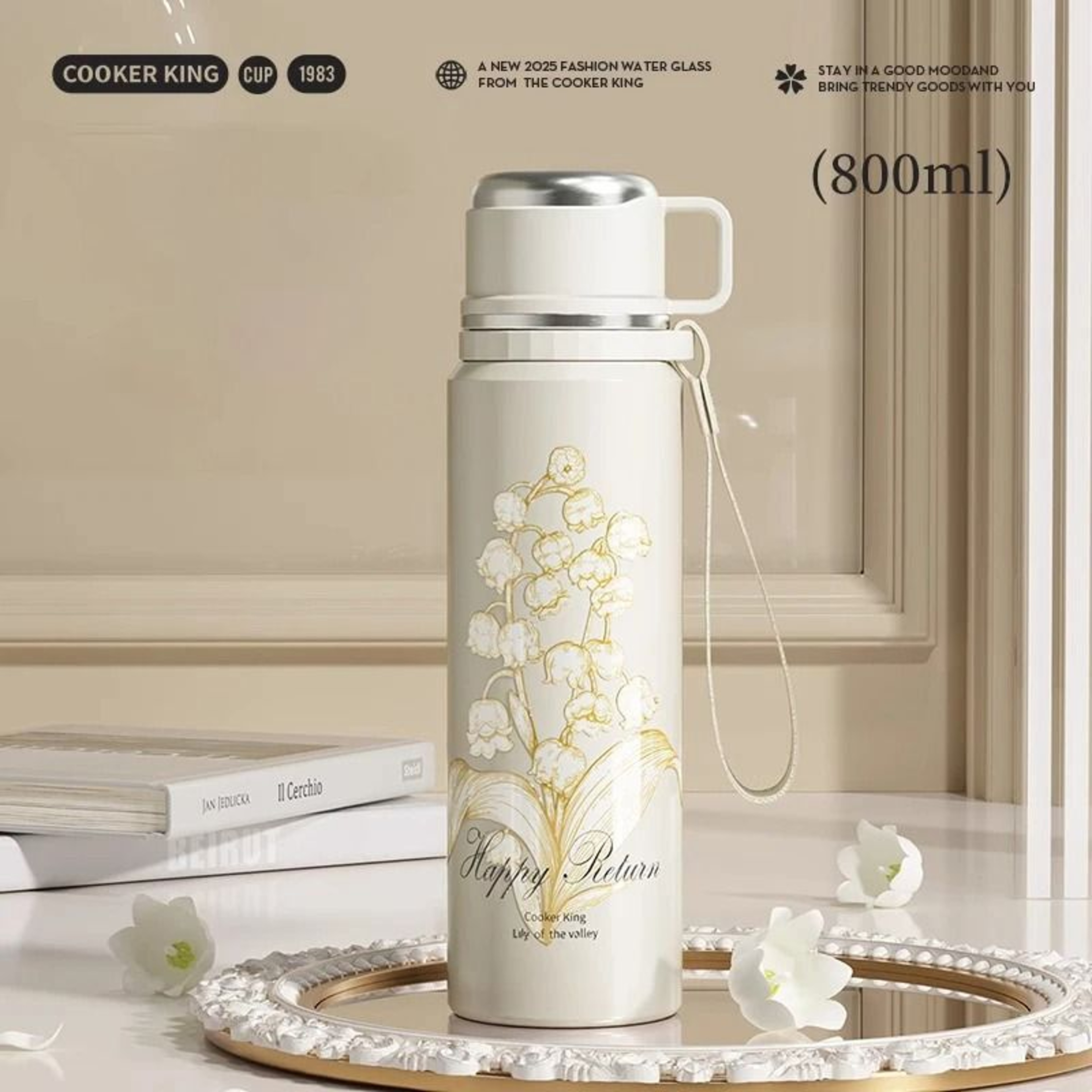 COOKER KING Floral Thermos Bottle  Stainless Steel Insulated Tea Maker With Strainer 9