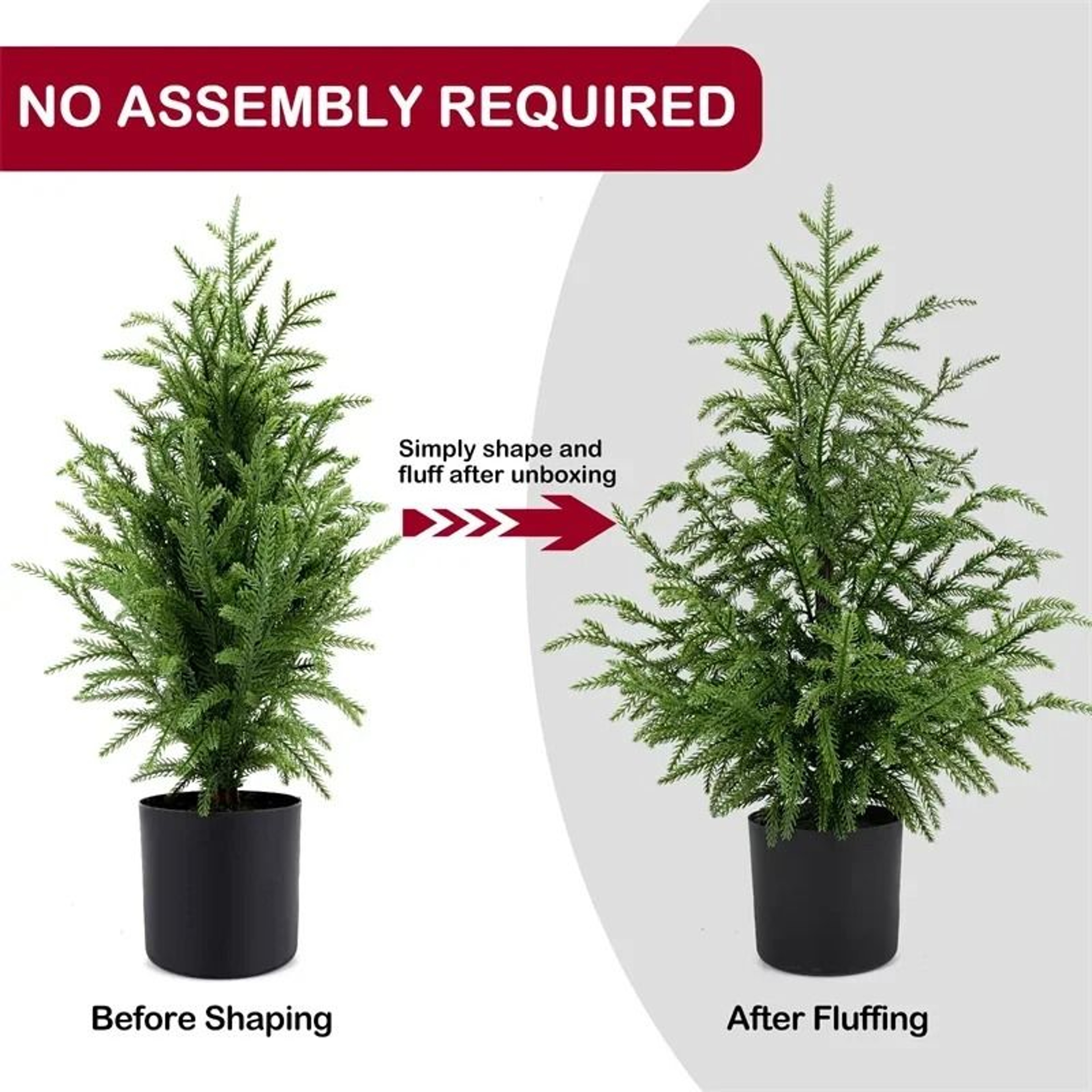 JUSTINLAU 2FT Artificial Norfolk Pine Cypress Tree  Potted Tabletop Faux Holiday Decor 4