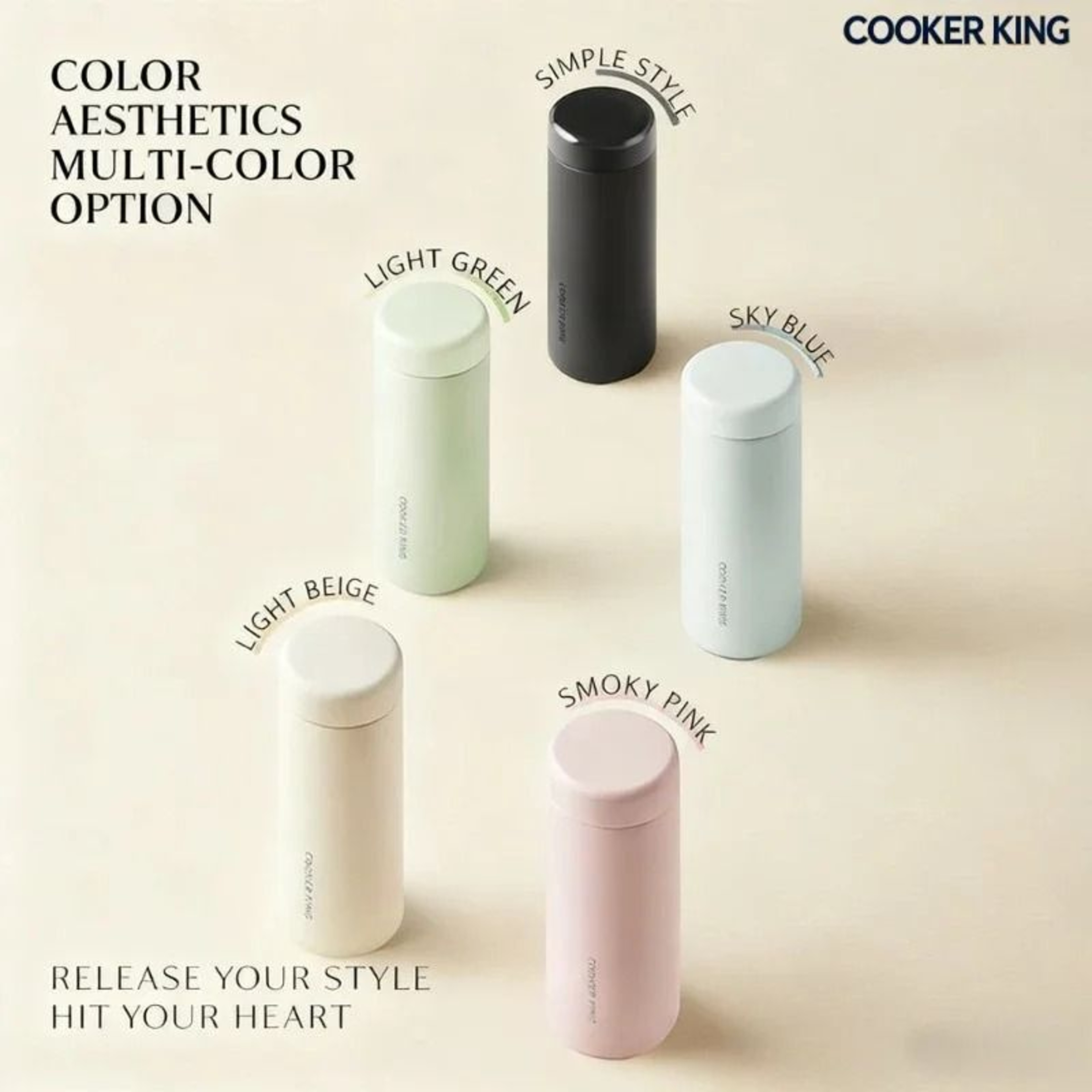 COOKER KING 360ml Vacuum Flask  Stainless Steel Thermal Coffee Mug  Portable Bicycle Water Bottle 1
