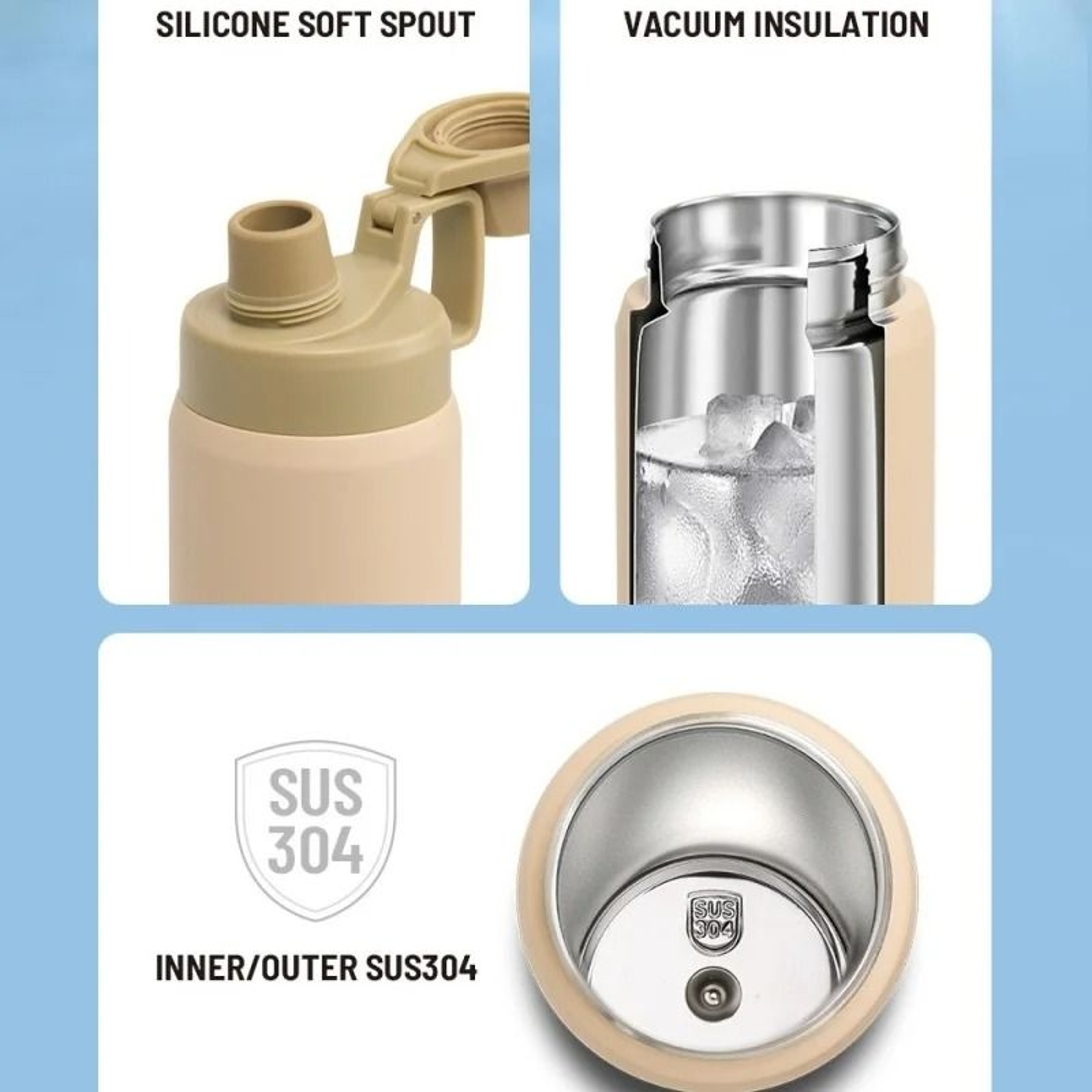 TYESO Large Capacity Sports Thermos  Matte Stainless Steel Outdoor Water Kettle 5