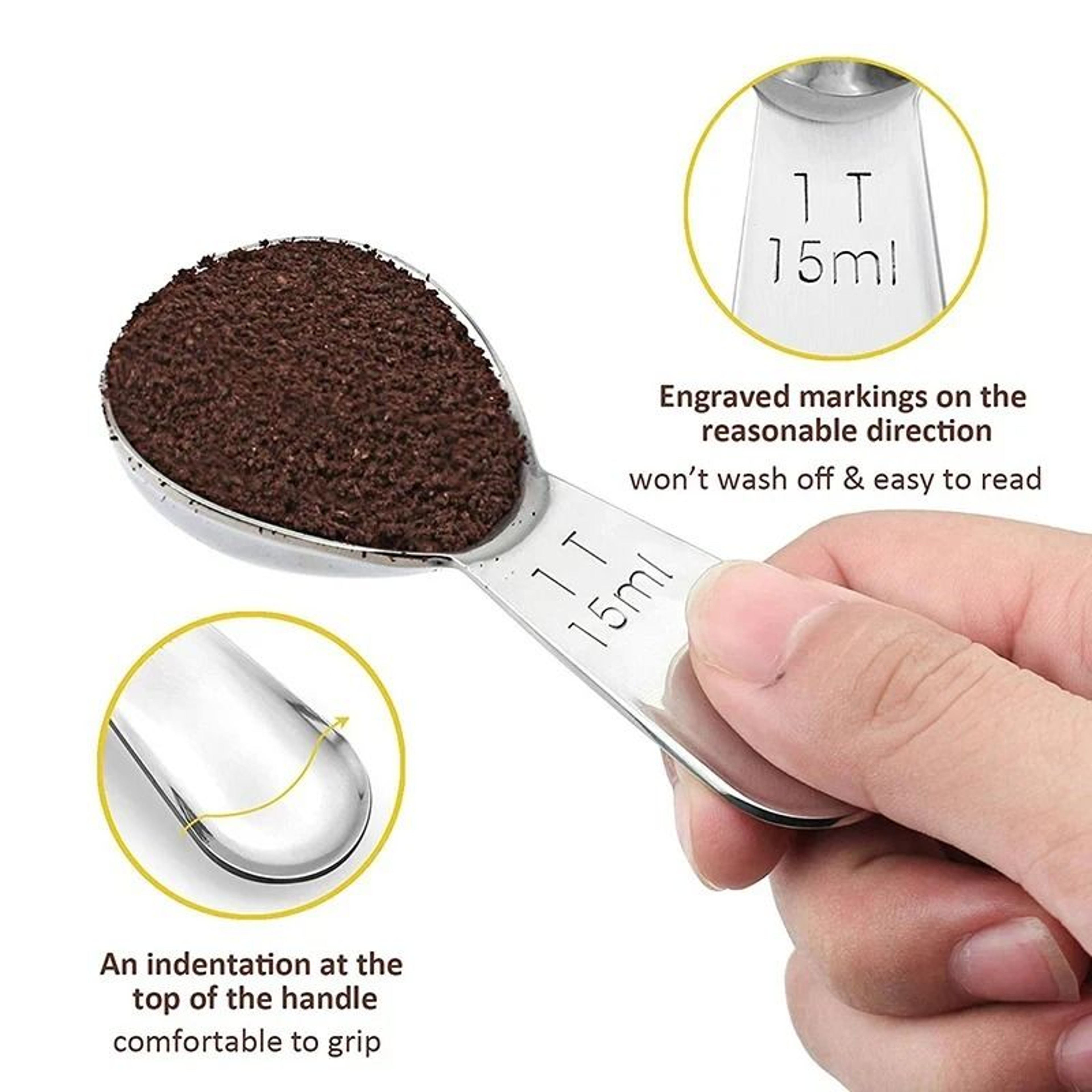 JUSTINLAU Stainless Steel Coffee Measuring Spoon  Precision Powder  Bean Scoop With Scale 2