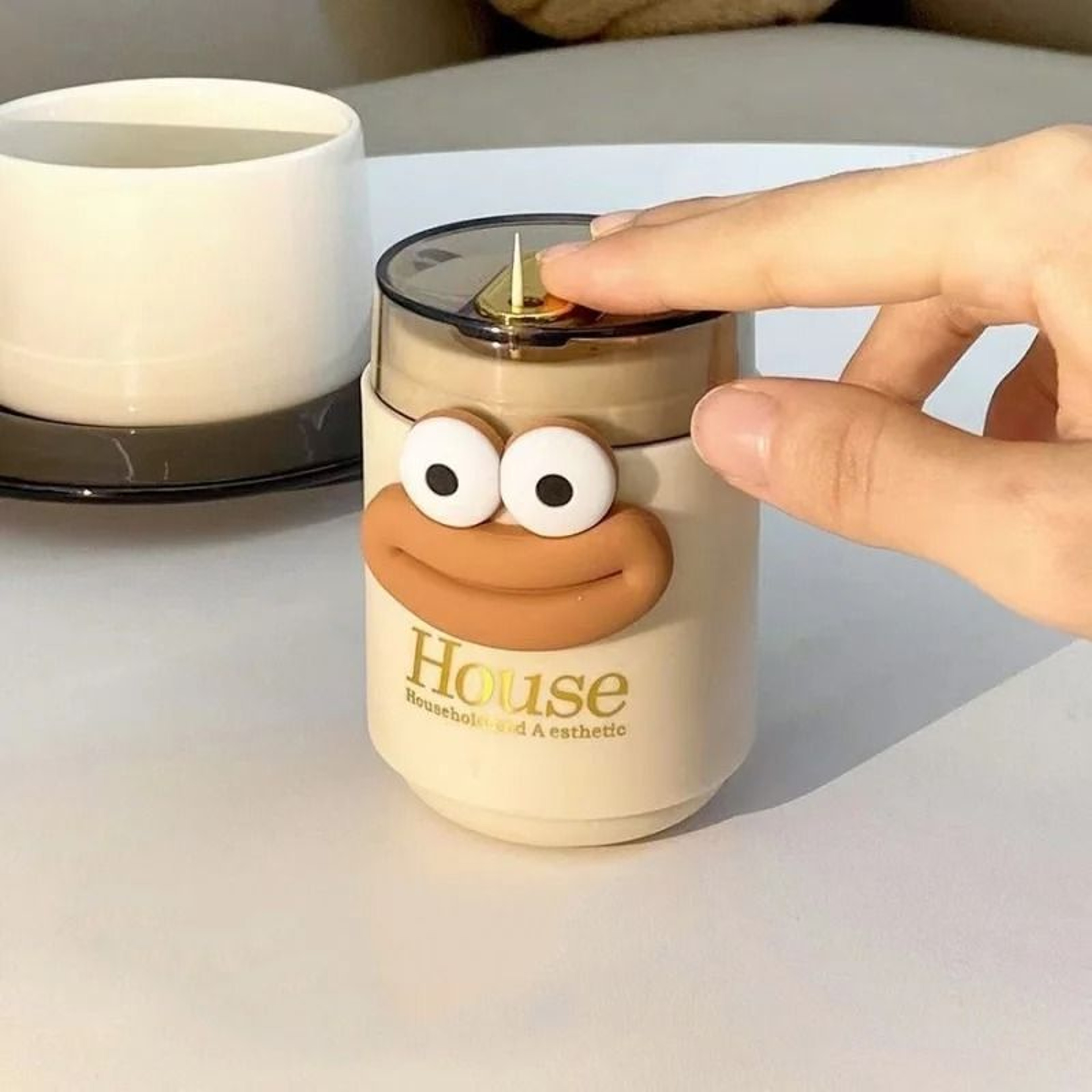 Automatic PressType Toothpick Holder  Creative Cartoon Desktop Storage Container 2