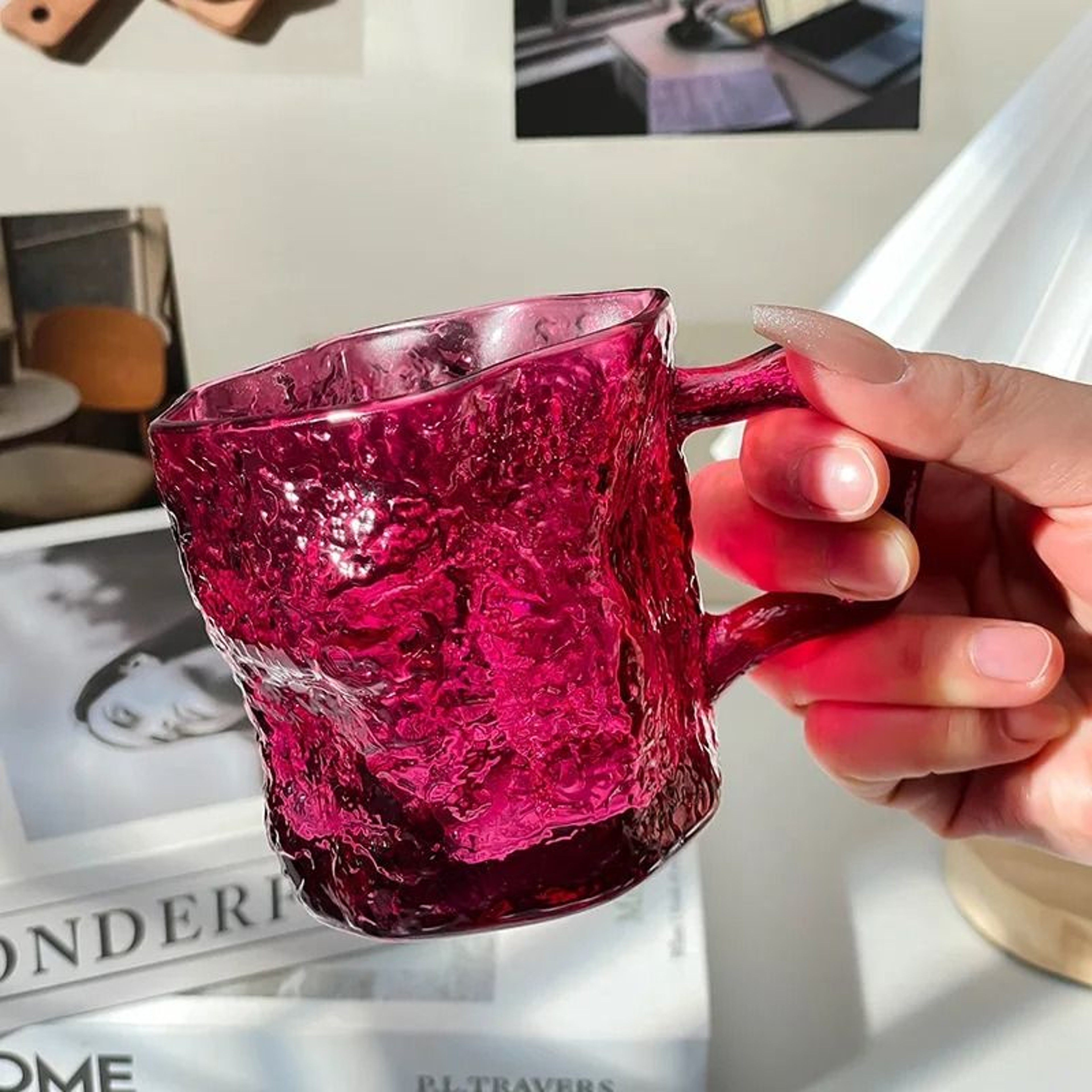Rose Glacier Glass Mug  200ML HighAppearance Household Drinkware 1