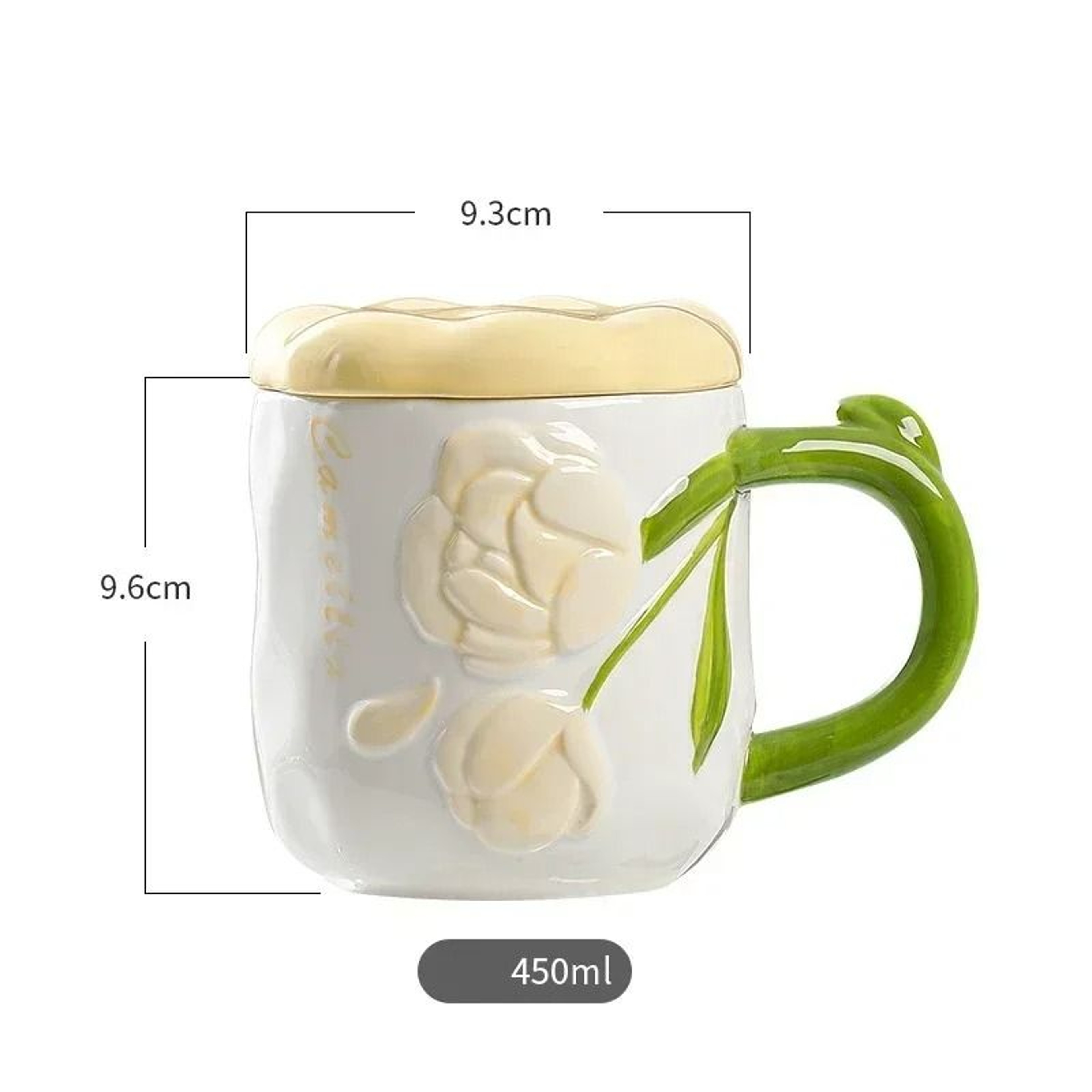 HandPainted Relief Rose Ceramic Mug  Romantic Ins Style Coffee  Tea Cup With Lid 5