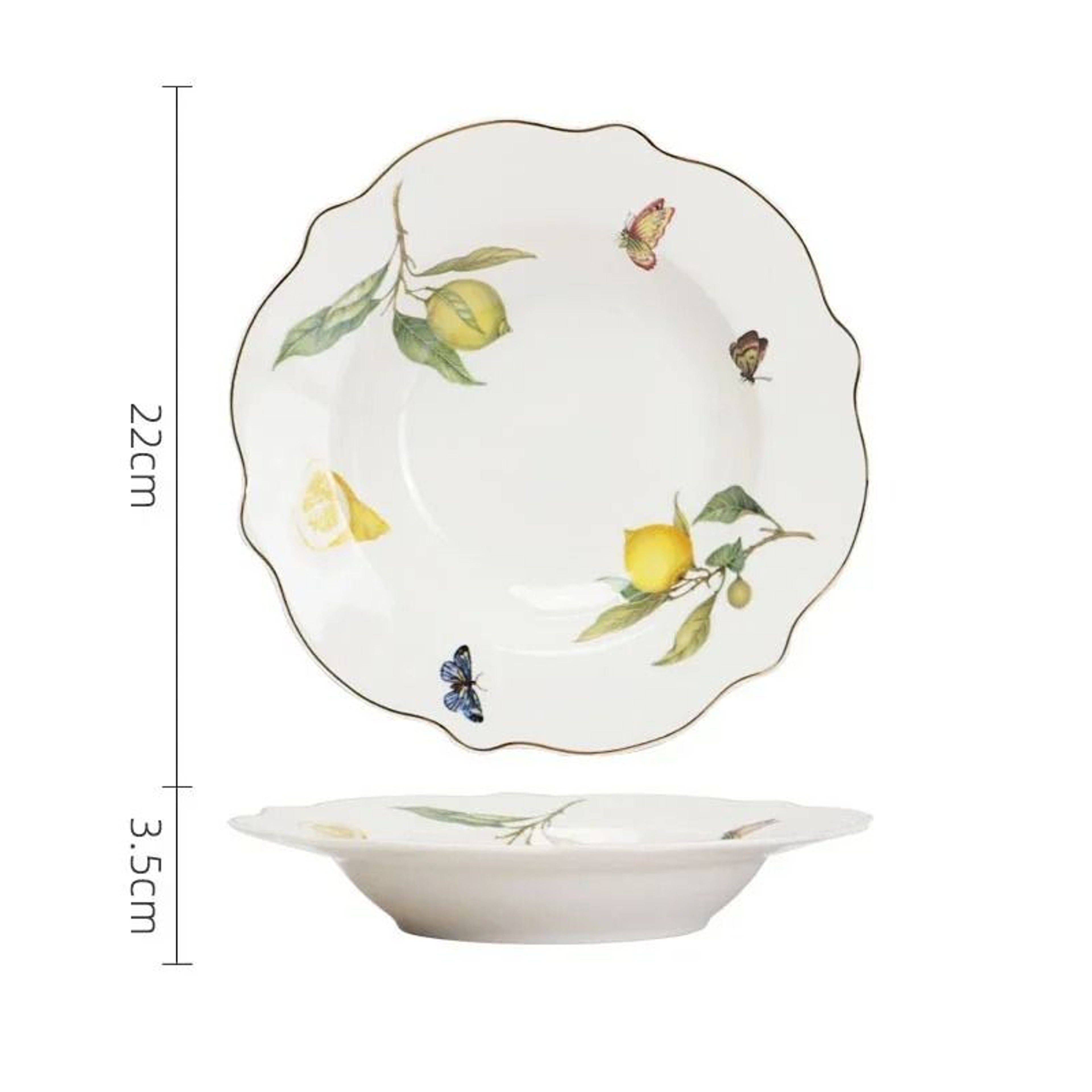 European Style Lemon Pattern Ceramic Dining Set  Elegant Dinner Steak  Dessert Plates 9