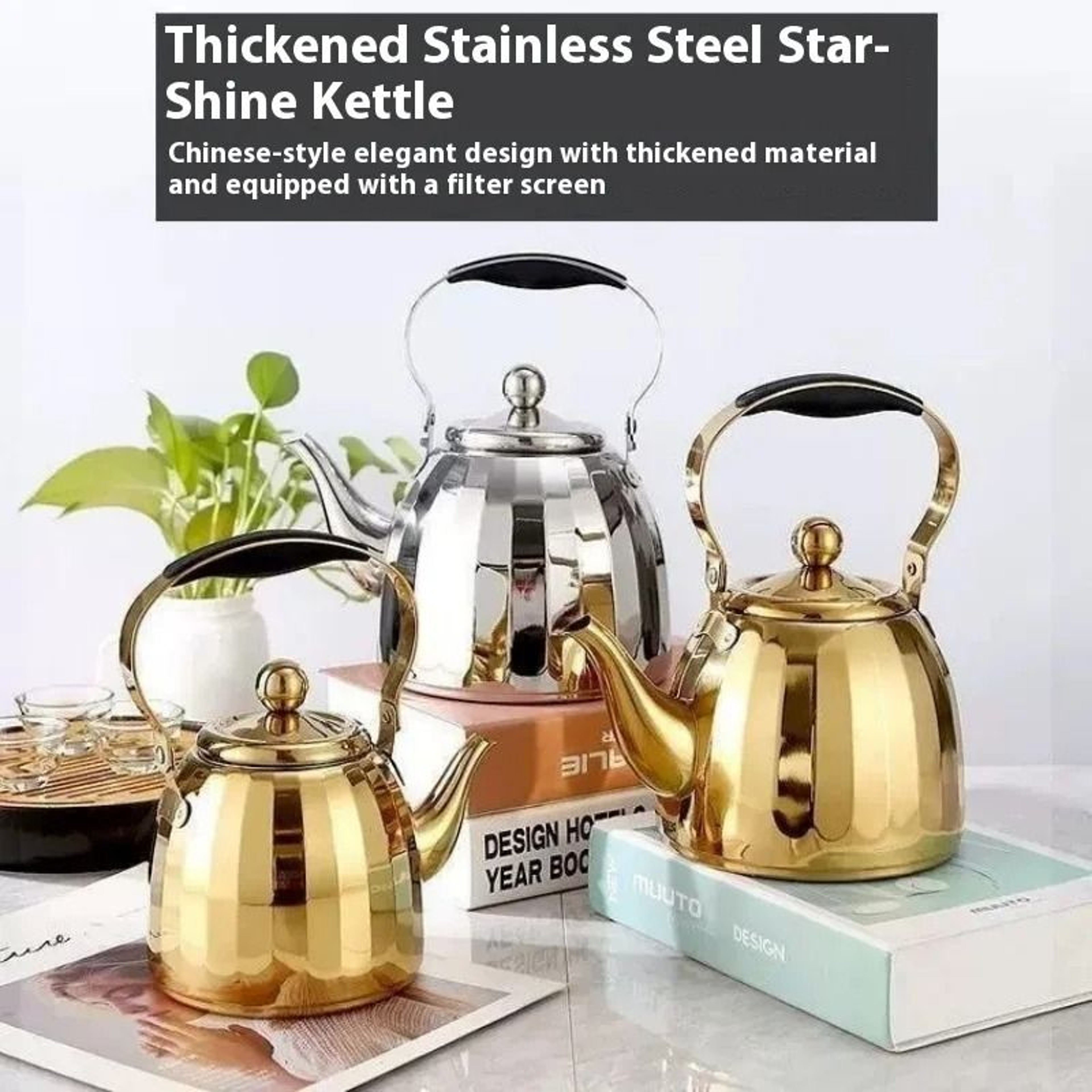 Stainless Steel Tea Pot With Filter  1L15L2L Large Capacity Flower Teapot 1