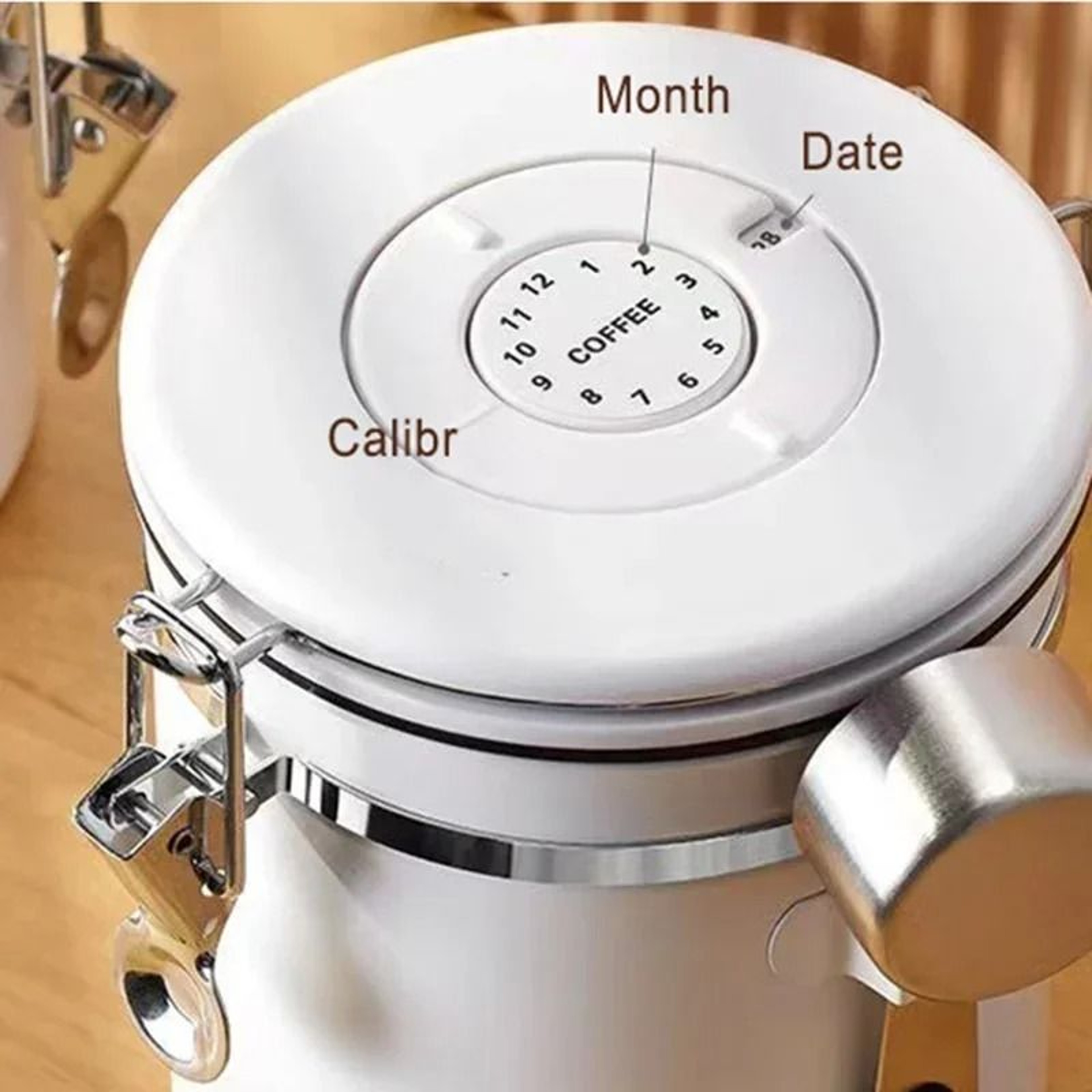 Stainless Steel Coffee Beans Vacuum Storage Jar  Large Capacity Airtight Container With Spoon 3