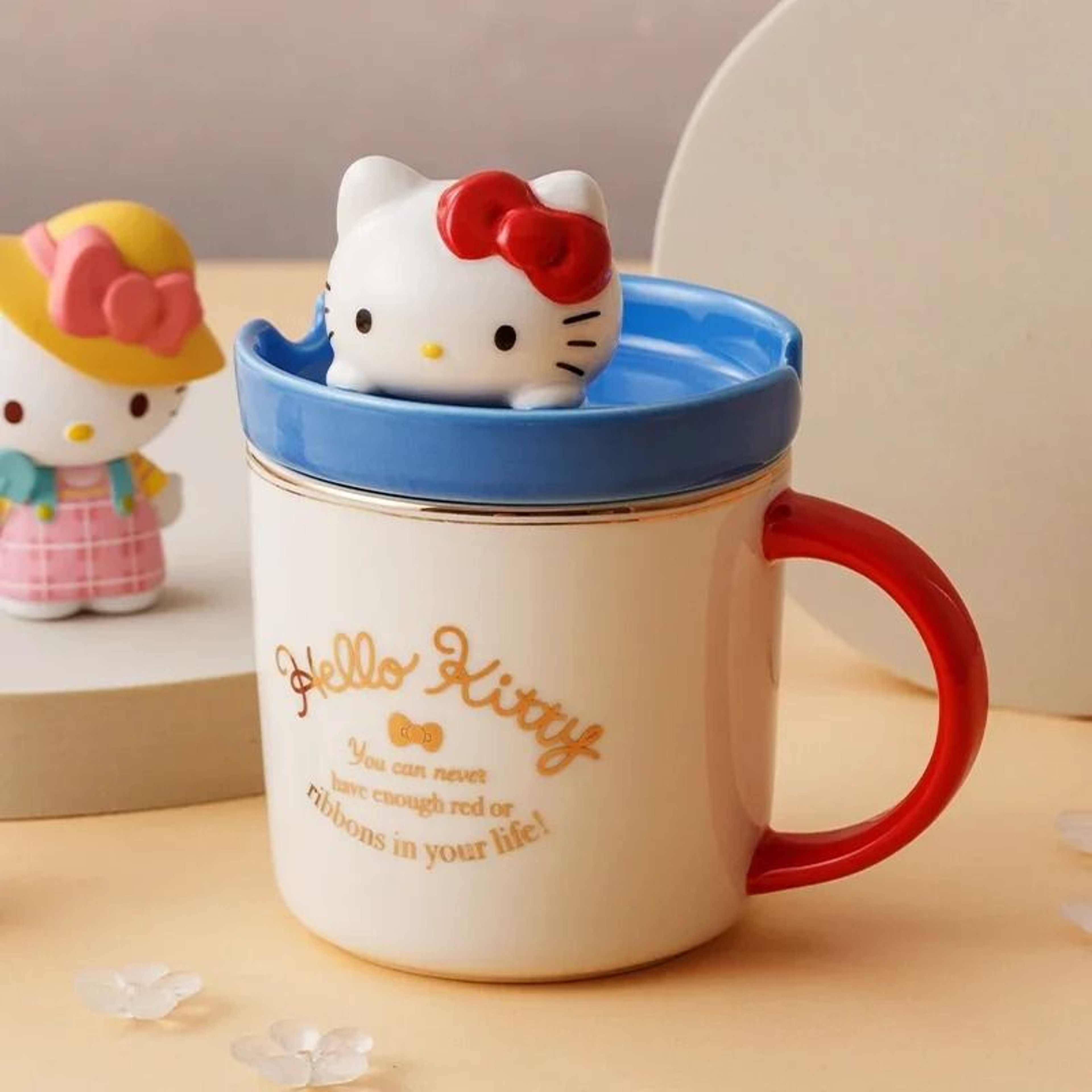Sanrio 3D Doll Lid Ceramic Mug  Cute Hello Kitty My Melody  Cinnamoroll 320ml Coffee Cup 8