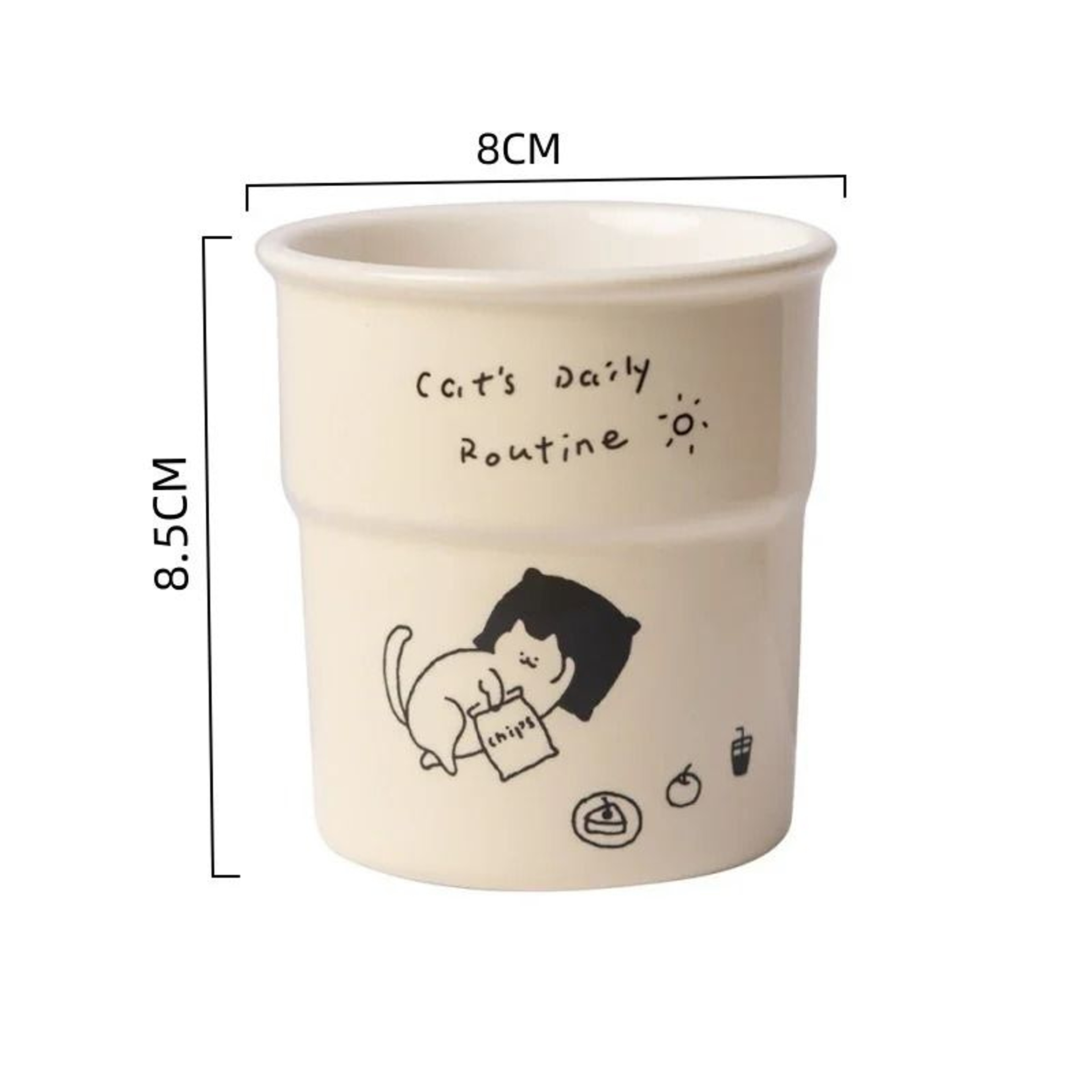 Simple Cute Cat Illustrations Ceramic Mug  225ml Oat Milk Latte  Breakfast Cup 7