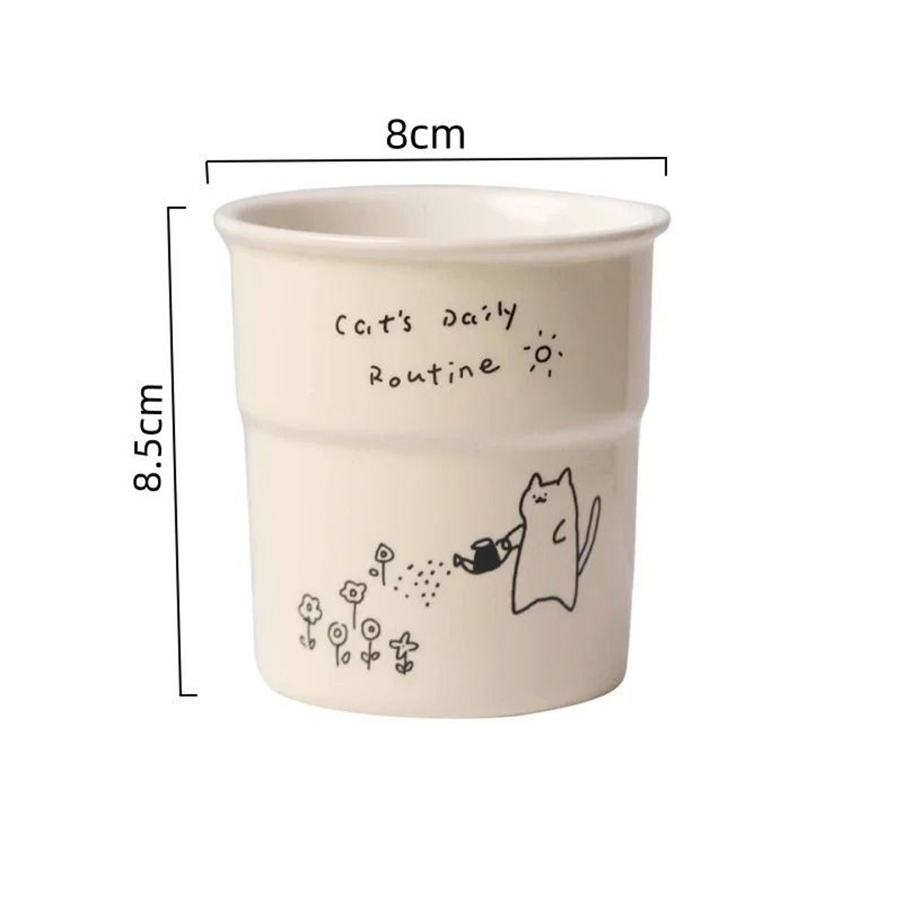 Simple Cute Cat Illustrations Ceramic Mug  225ml Oat Milk Latte  Breakfast Cup 8
