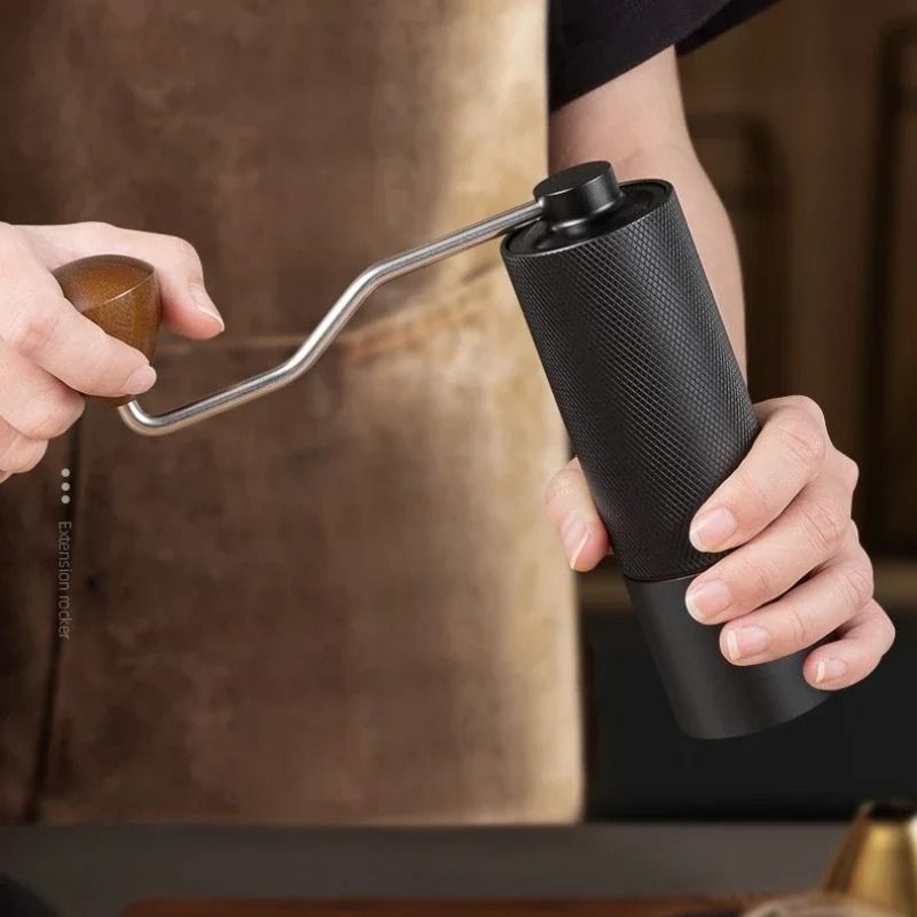 Adjustable Manual Coffee Bean Grinder  Diamond Texture CNC Stainless Steel Core Double Bearing 4