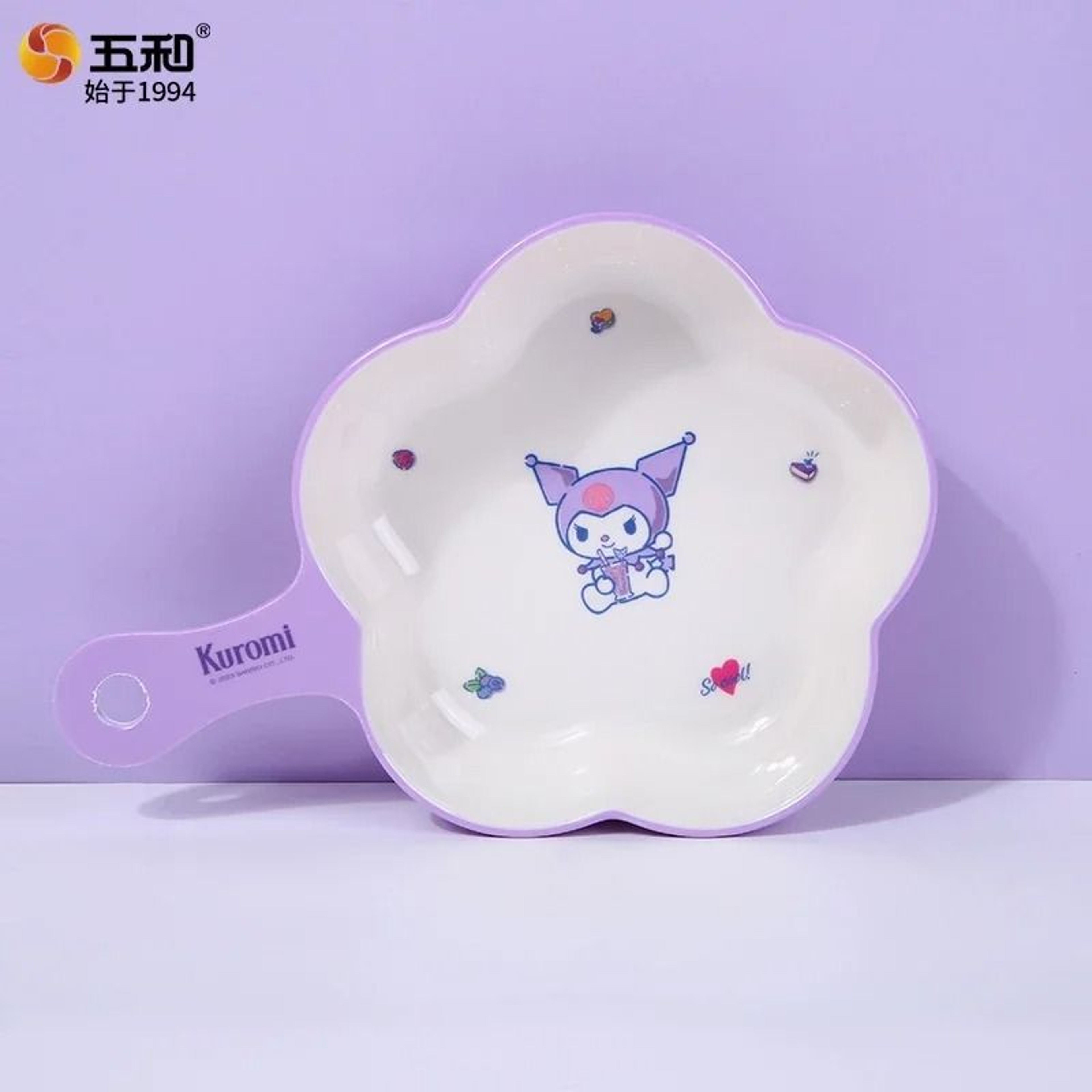 Sanrio Kuromi Cartoon Divided Plate Set  Cute Kids AntiFall Tableware 11