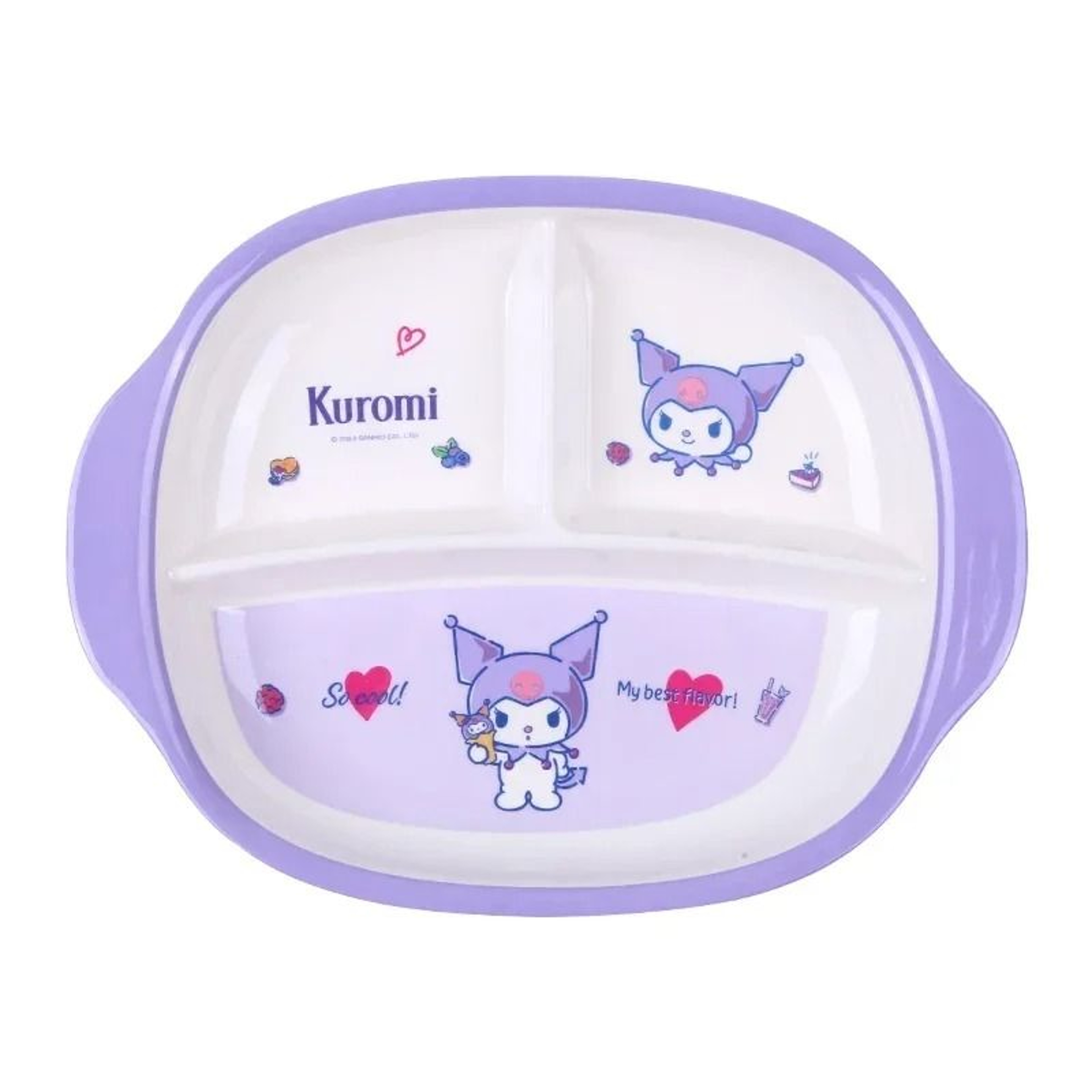 Sanrio Kuromi Cartoon Divided Plate Set  Cute Kids AntiFall Tableware 5