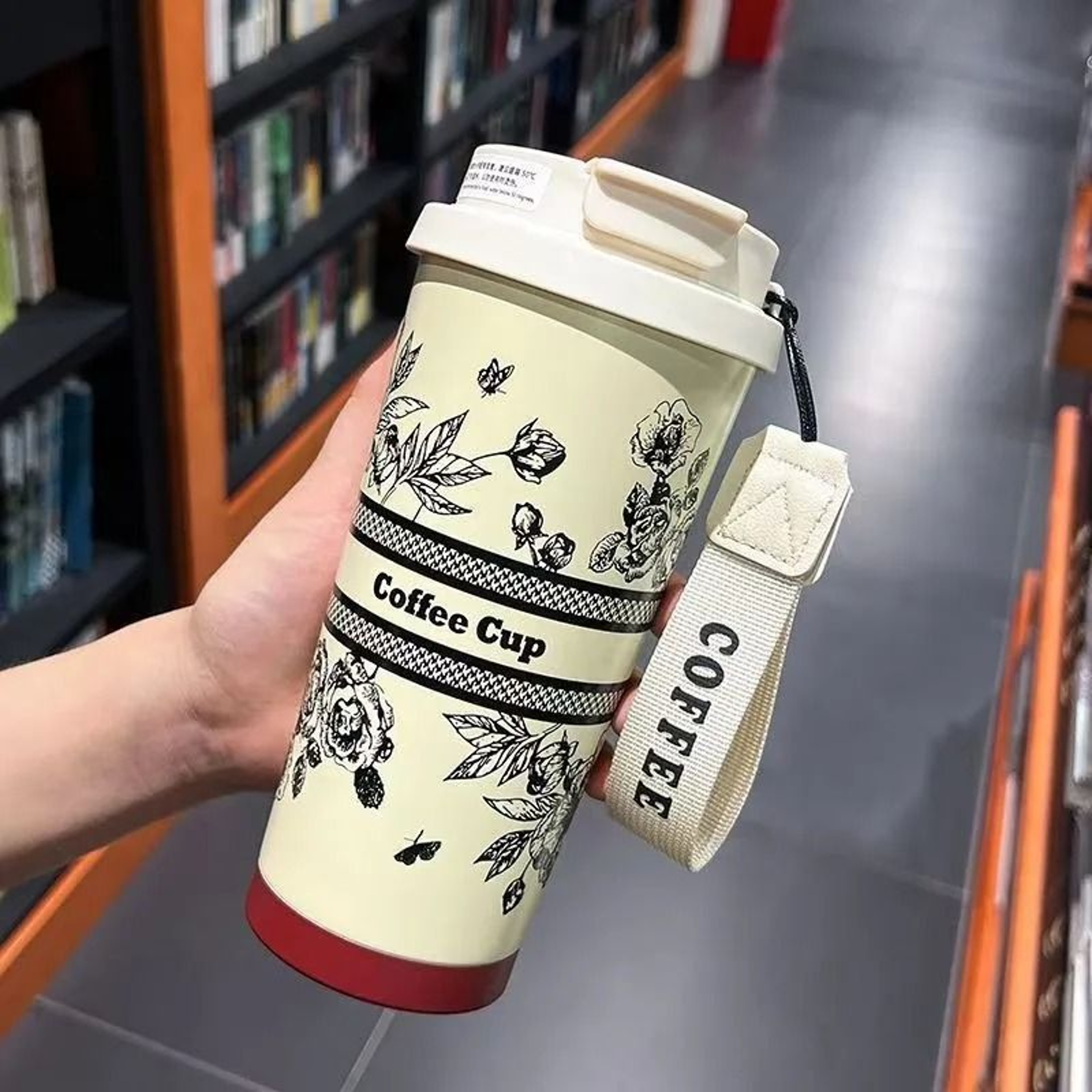 500ml Flower Pattern Insulated Coffee Cup  Stainless Steel DoubleWall Vacuum Travel Mug 7