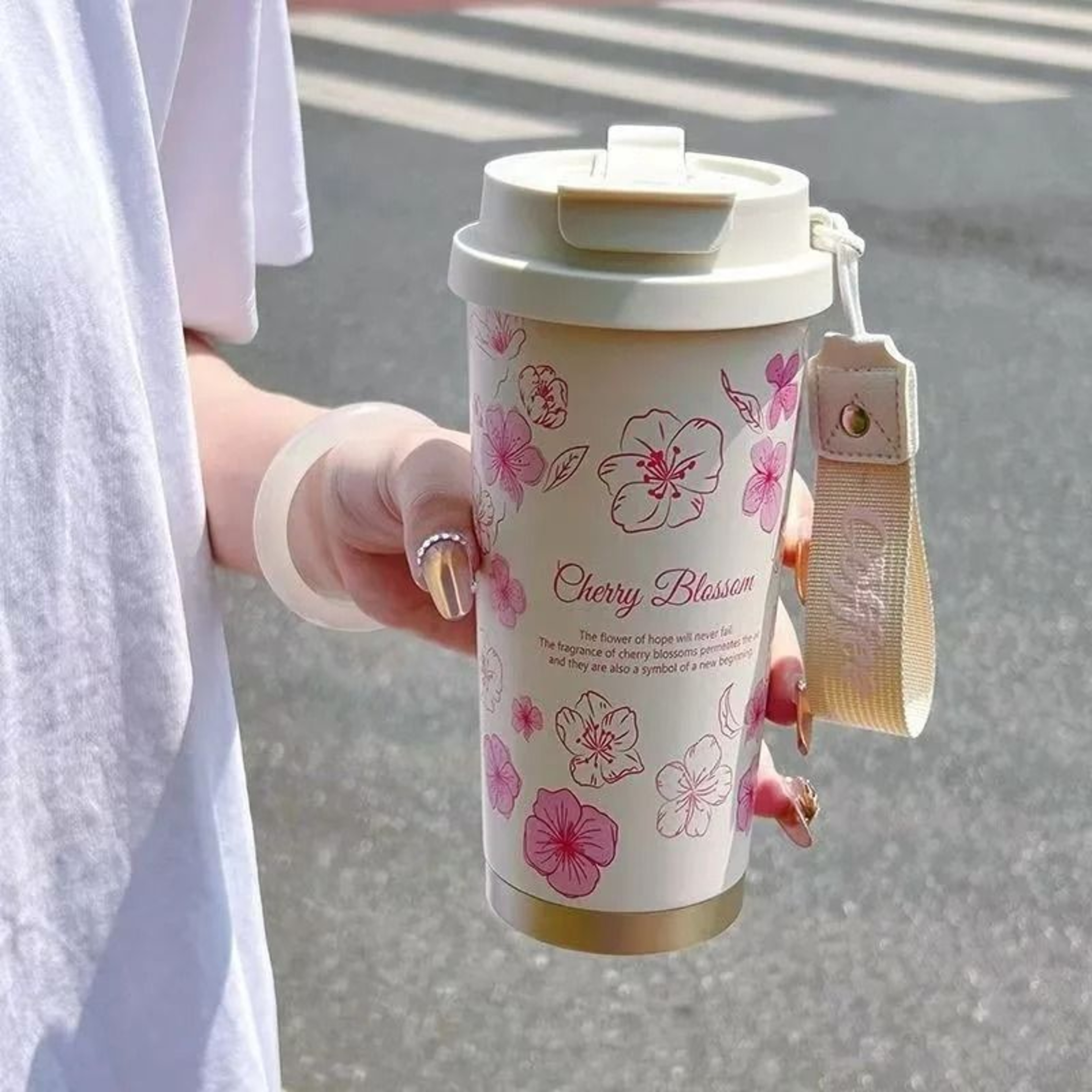 500ml Flower Pattern Insulated Coffee Cup  Stainless Steel DoubleWall Vacuum Travel Mug 8