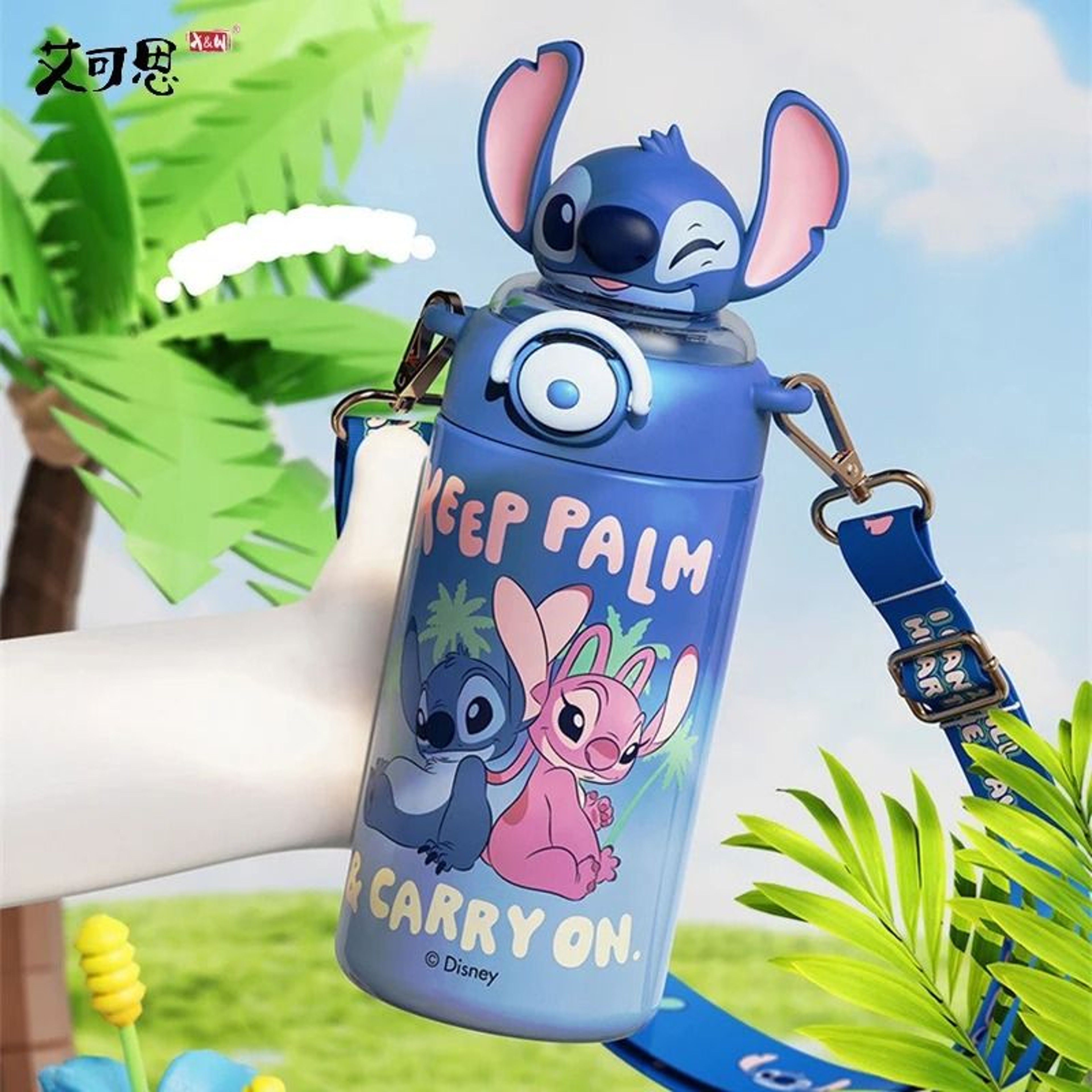 Disney Stitch 600ml Cartoon Thermos Cup  Large Capacity Stainless Steel Insulated Water Bottle 1