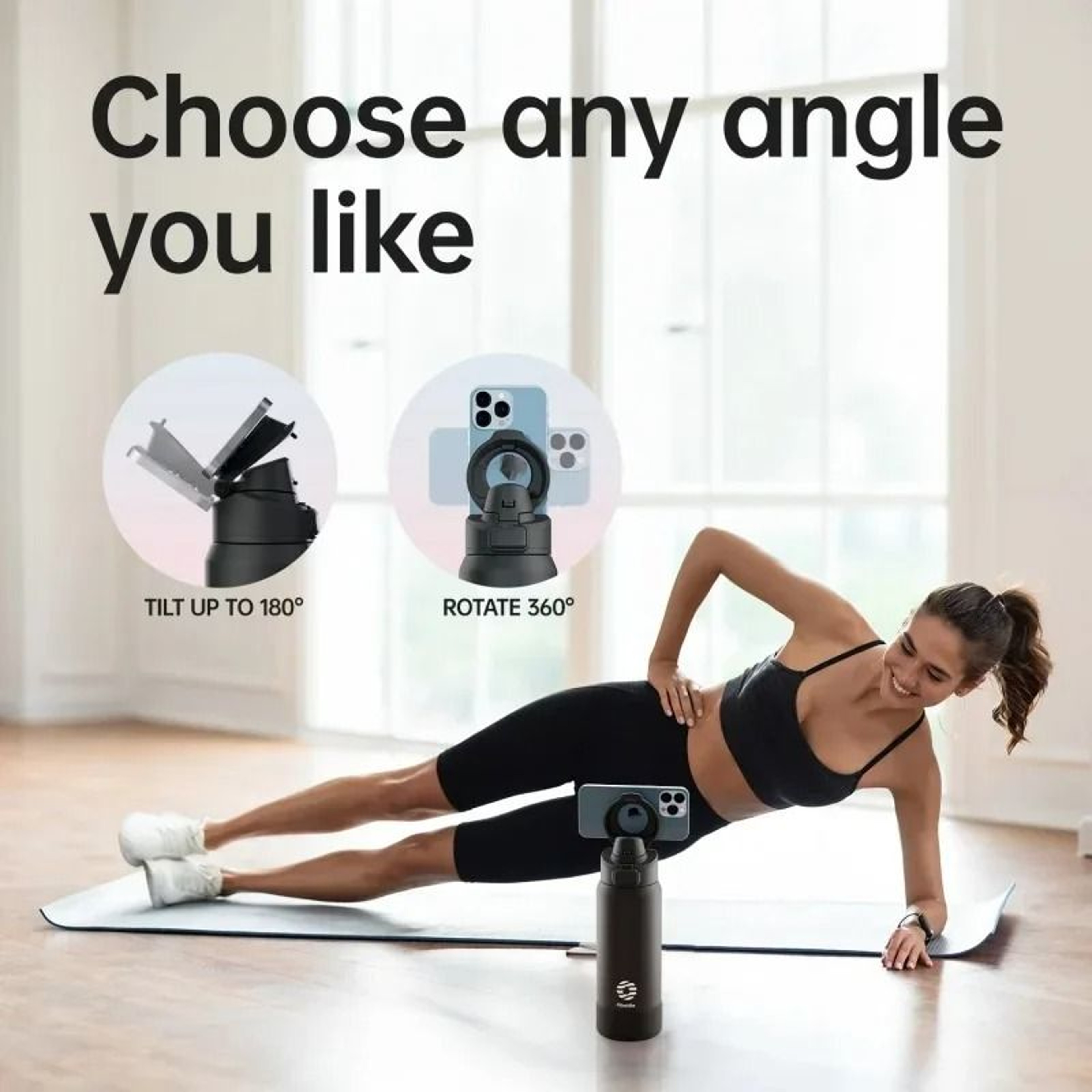 FEIJIAN Stainless Steel Sports Water Bottle  Magnetic Phone Holder  Bouncing Cover Thermos 2