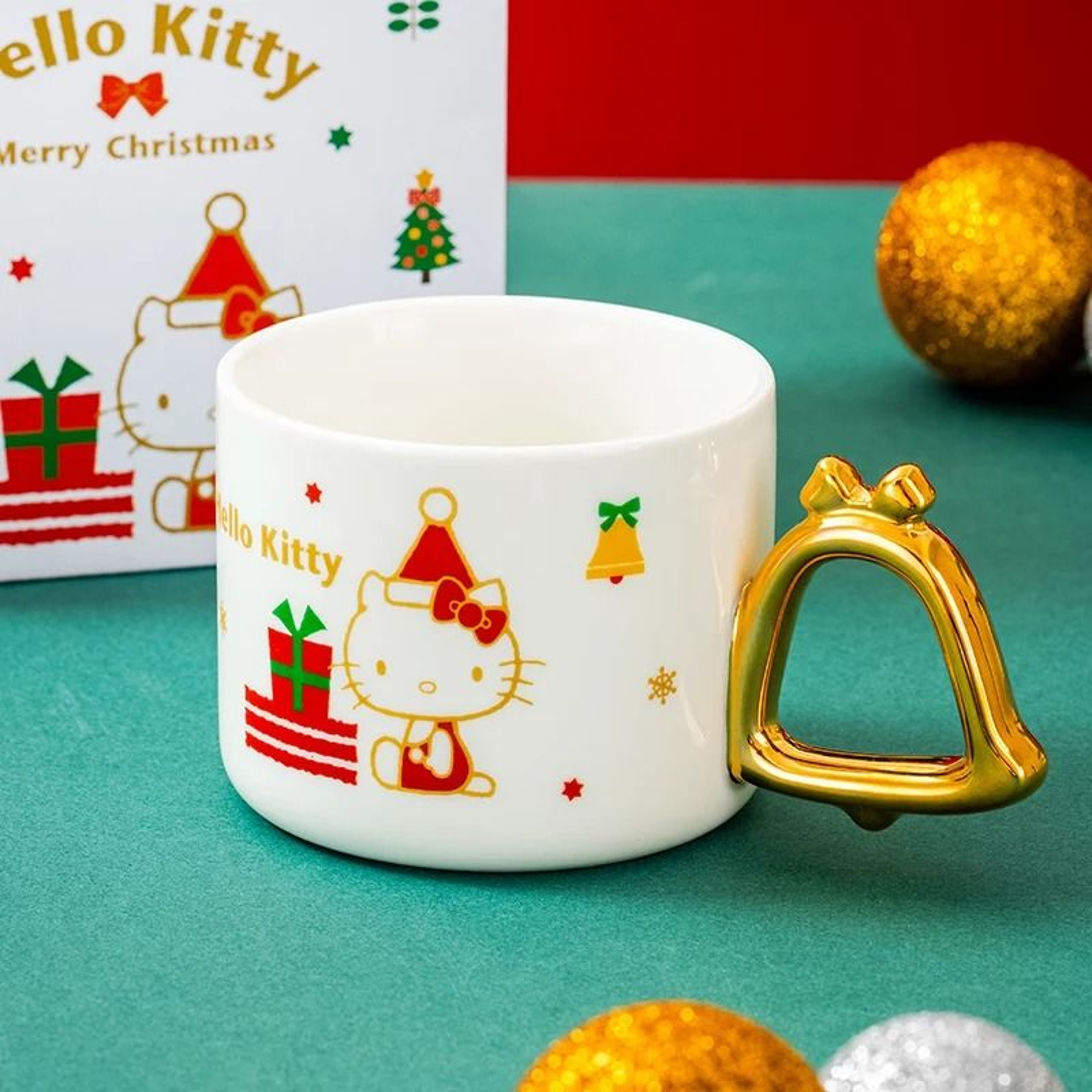 Sanrio Creative Christmas Tree Shape Hello Kitty Ceramic Mug  340ml Household Milk  Coffee Cup 5