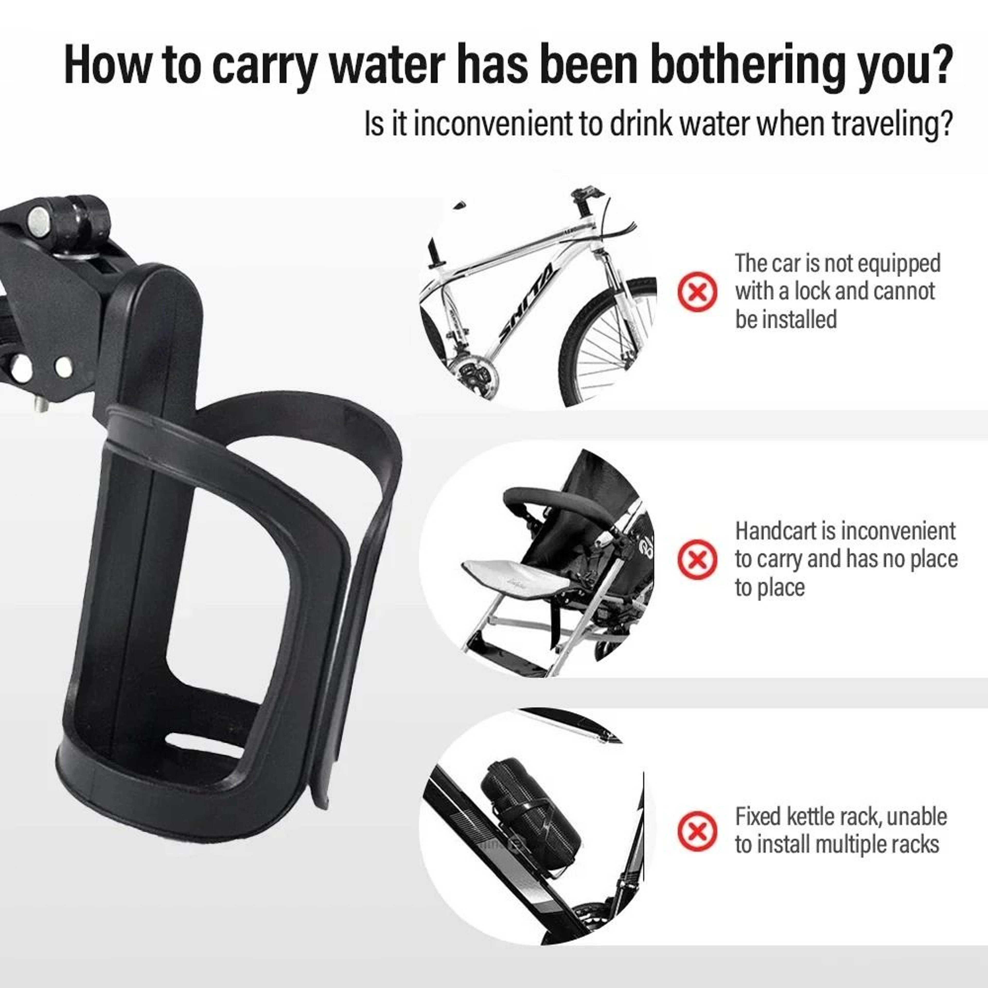 Universal 2in1 Bicycle  Stroller Cup Holder  ToolFree Mounting For MTB Road And Baby Carts 4