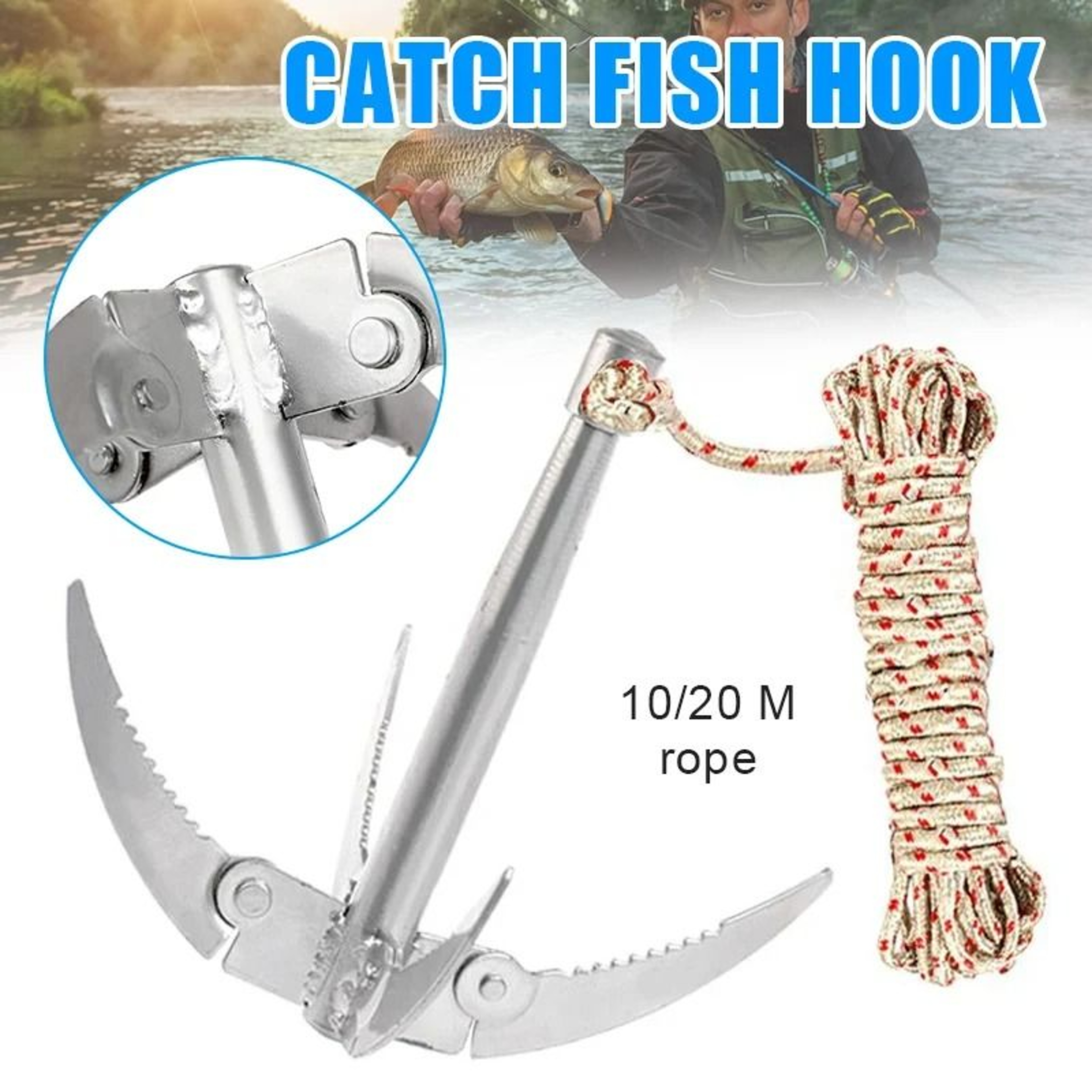 Folding Boat Anchor  Grappling Hook  Sturdy Survival Tool For Canoes Kayaks And Small Craft 5