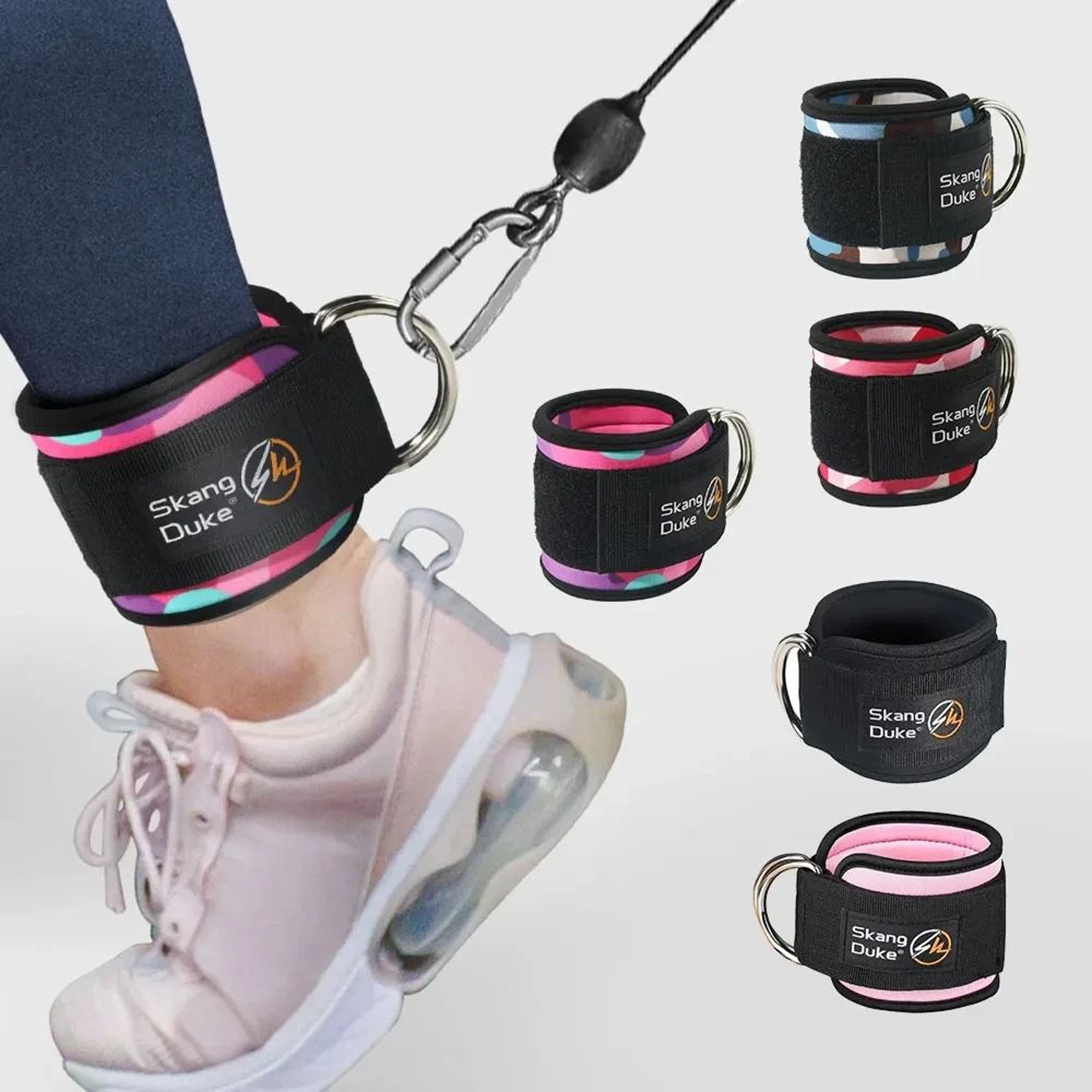Adjustable DRing Ankle Straps For Cable Machines  Premium Cuffs For Glute  Leg Strength Training 0