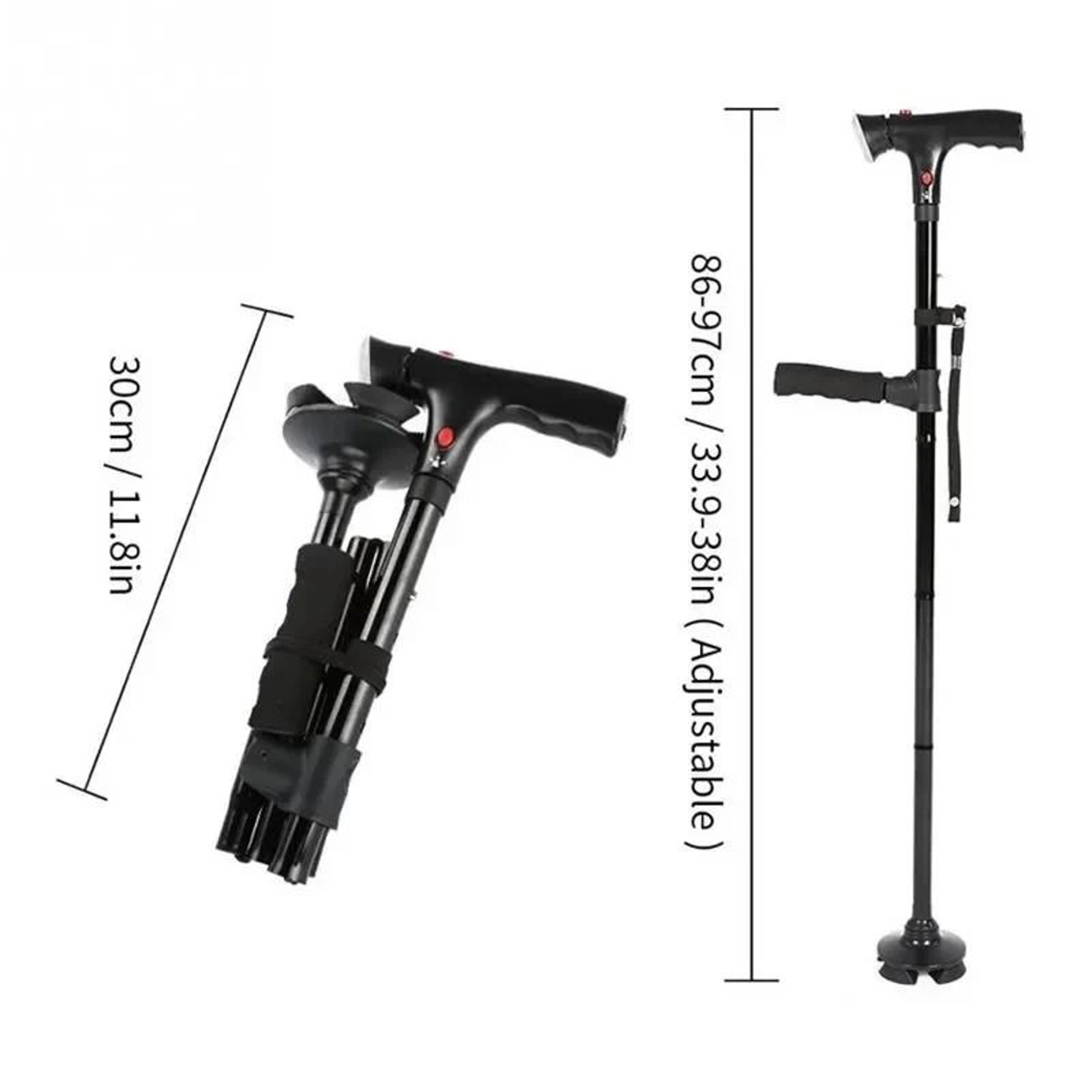 Collapsible LED Safety Cane  Telescopic Folding Walking Stick With Emergency Alarm 2