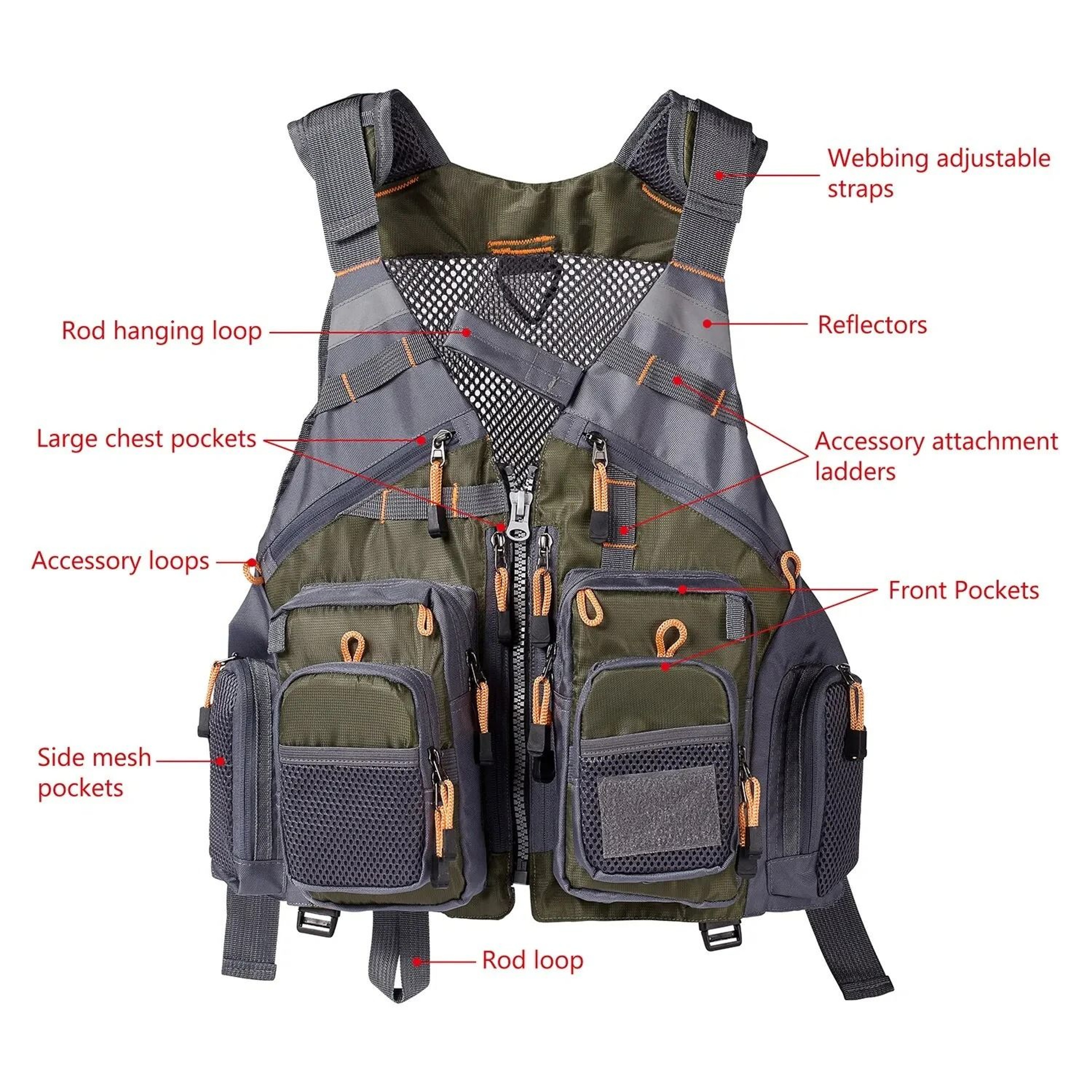 Breathable MultiPocket Fishing Vest  Adjustable Outdoor Safety Gear For Mountaineering  Hiking 2