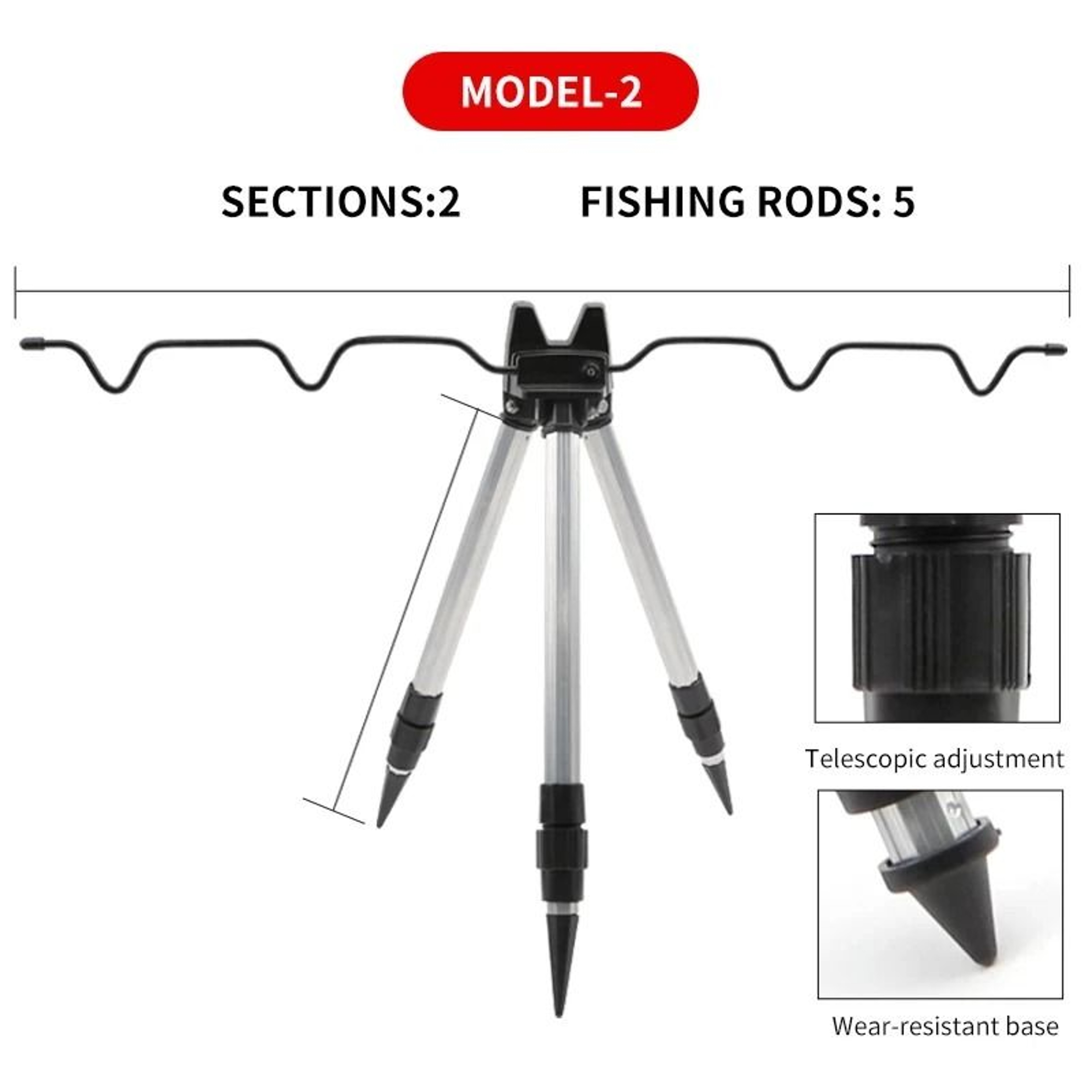 Telescopic Fishing Rod Tripod Stand  CorrosionResistant Aluminum Sea Pole Support Frame 2