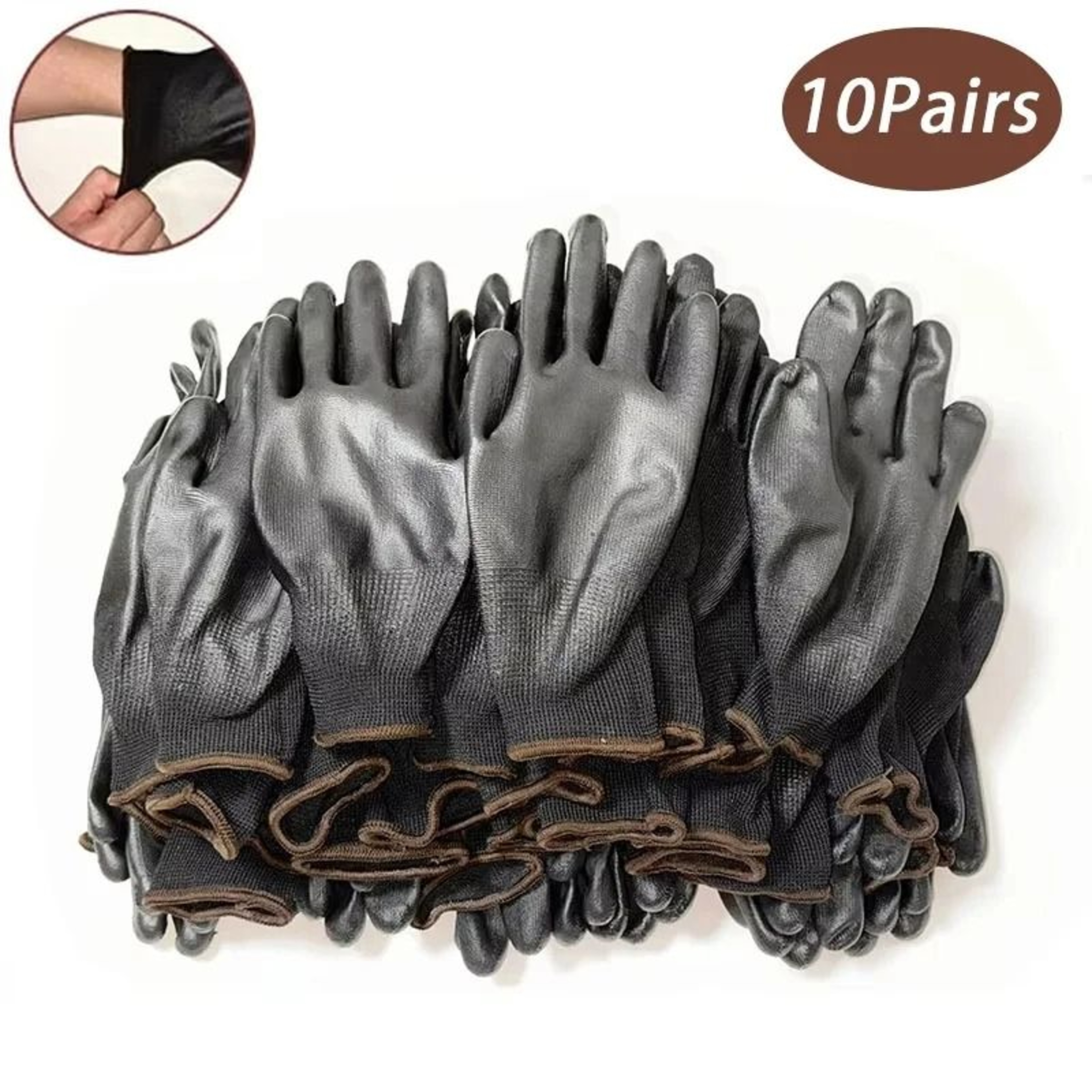 10 Pairs Durable Safety PU Gloves  AntiSlip  ESD Protected Work Gloves For Gardening  Woodworking 0