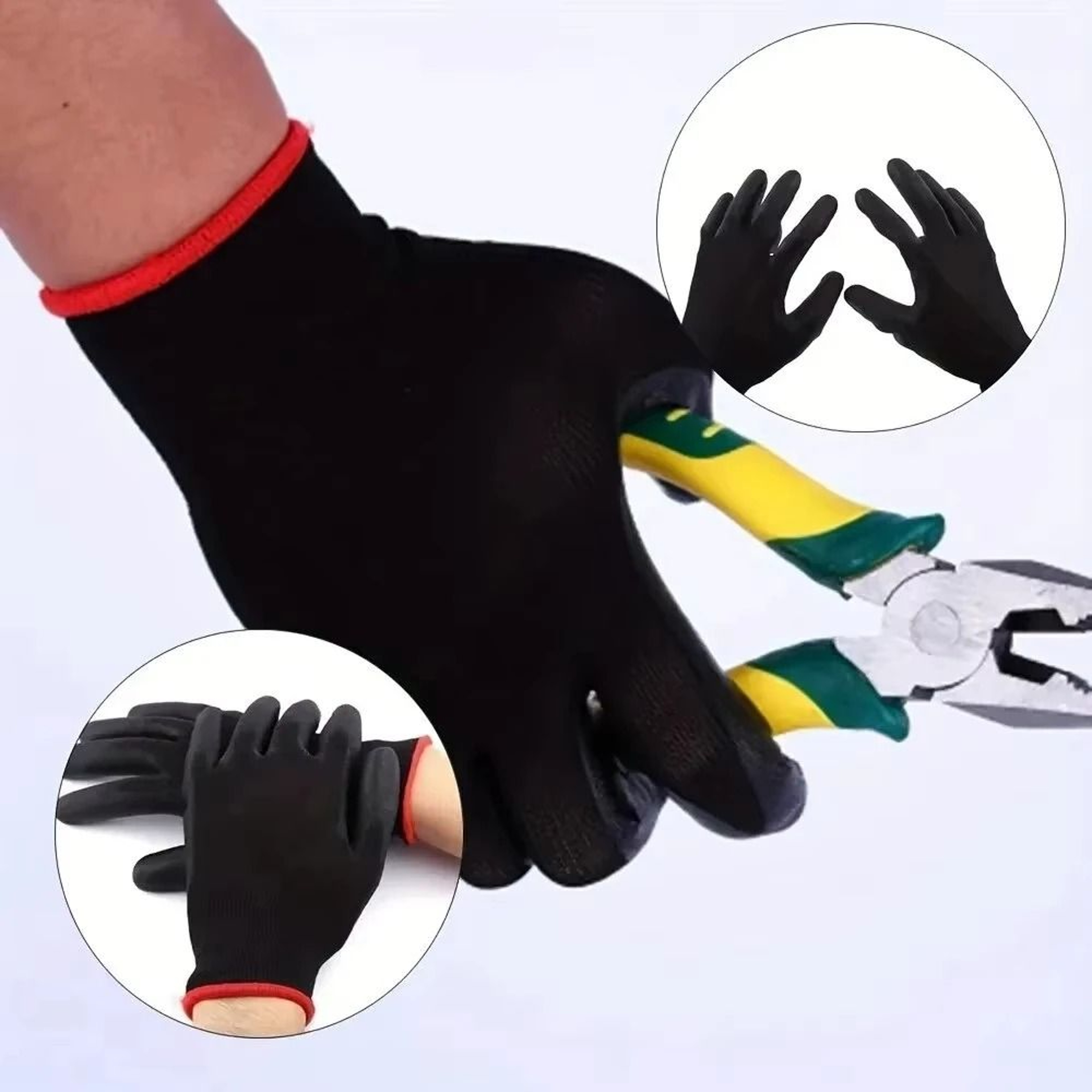 10 Pairs Durable Safety PU Gloves  AntiSlip  ESD Protected Work Gloves For Gardening  Woodworking 2