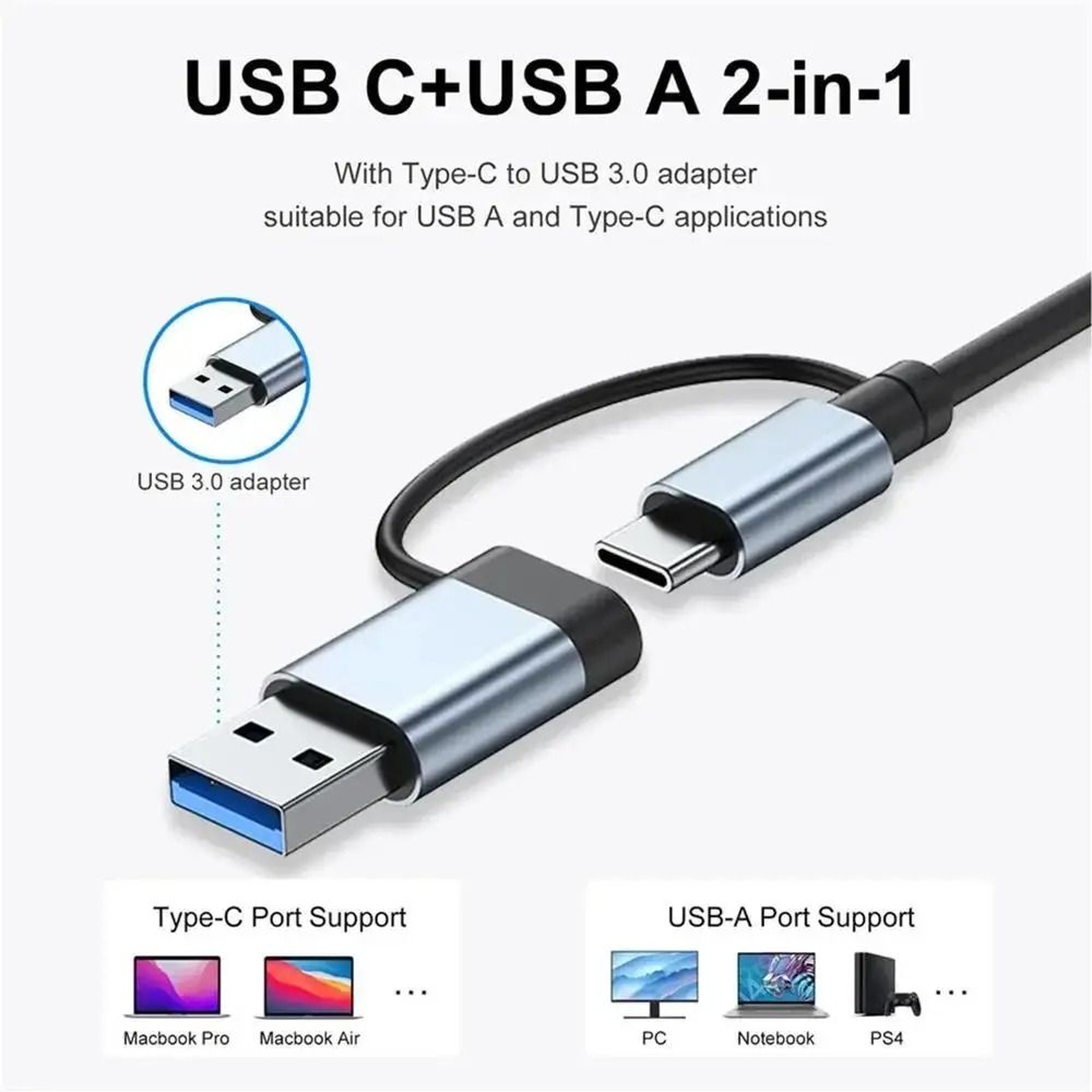 8in2 USB 30  USBC Docking Station  Aluminum Multiport Adapter With SDTF Card Reader For Laptops  PC 1