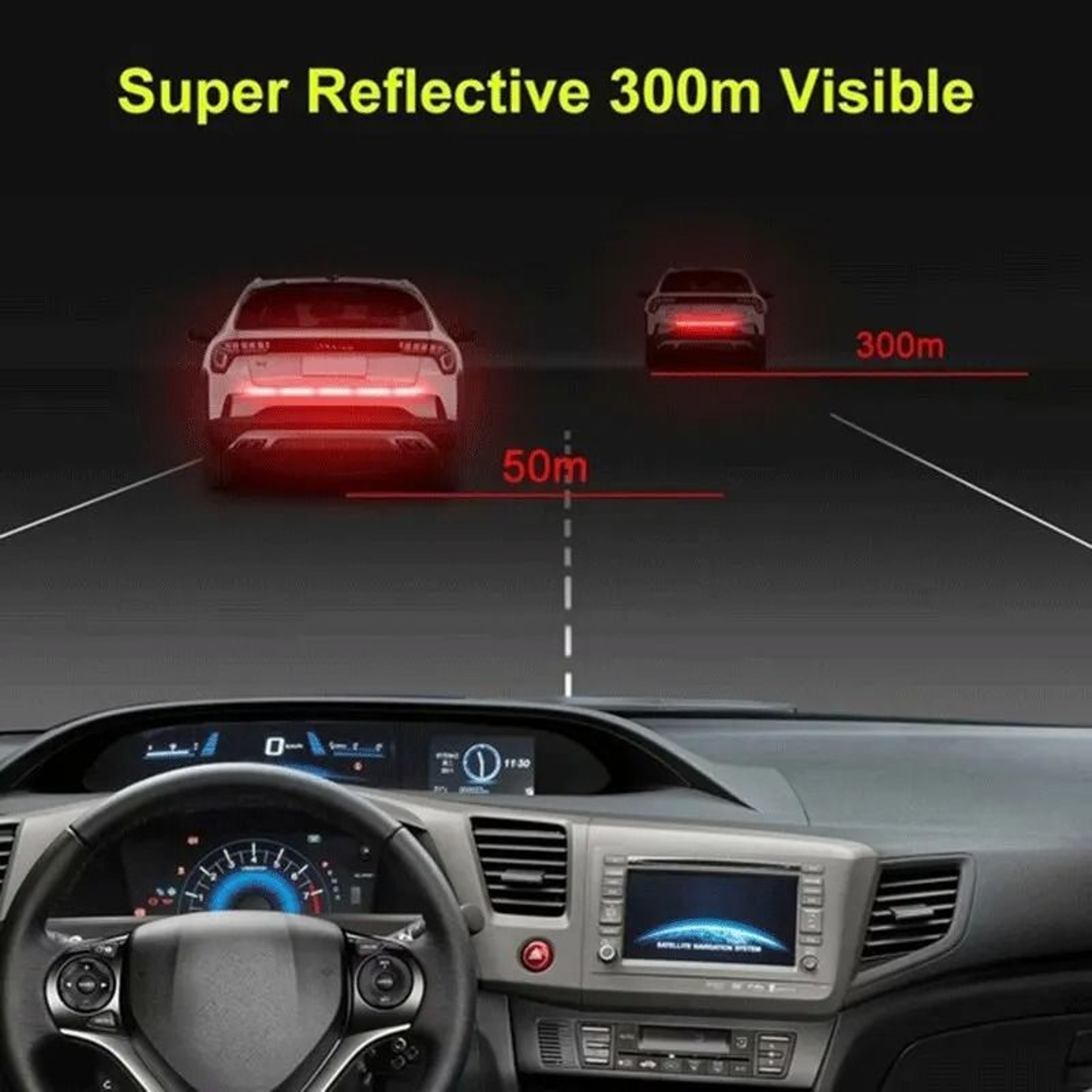 Reflective Car Decal Safety Warning Strips  Universal AntiCollision Night Reflector Tape For Vehicl 1