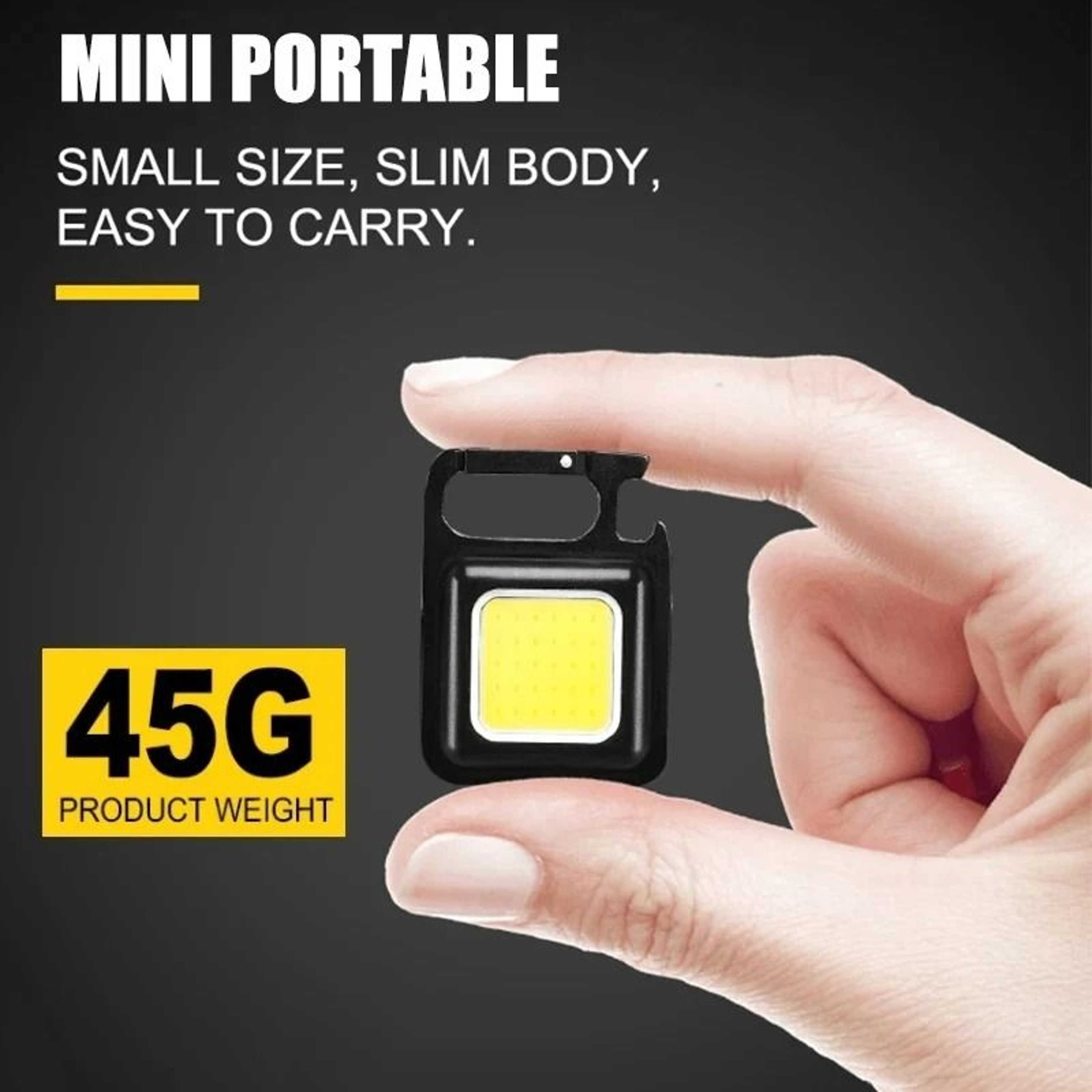 Super Bright 800 Lumens EDC Keychain Flashlight  Rechargeable COB Work Light With Bottle Opener  Fo 4
