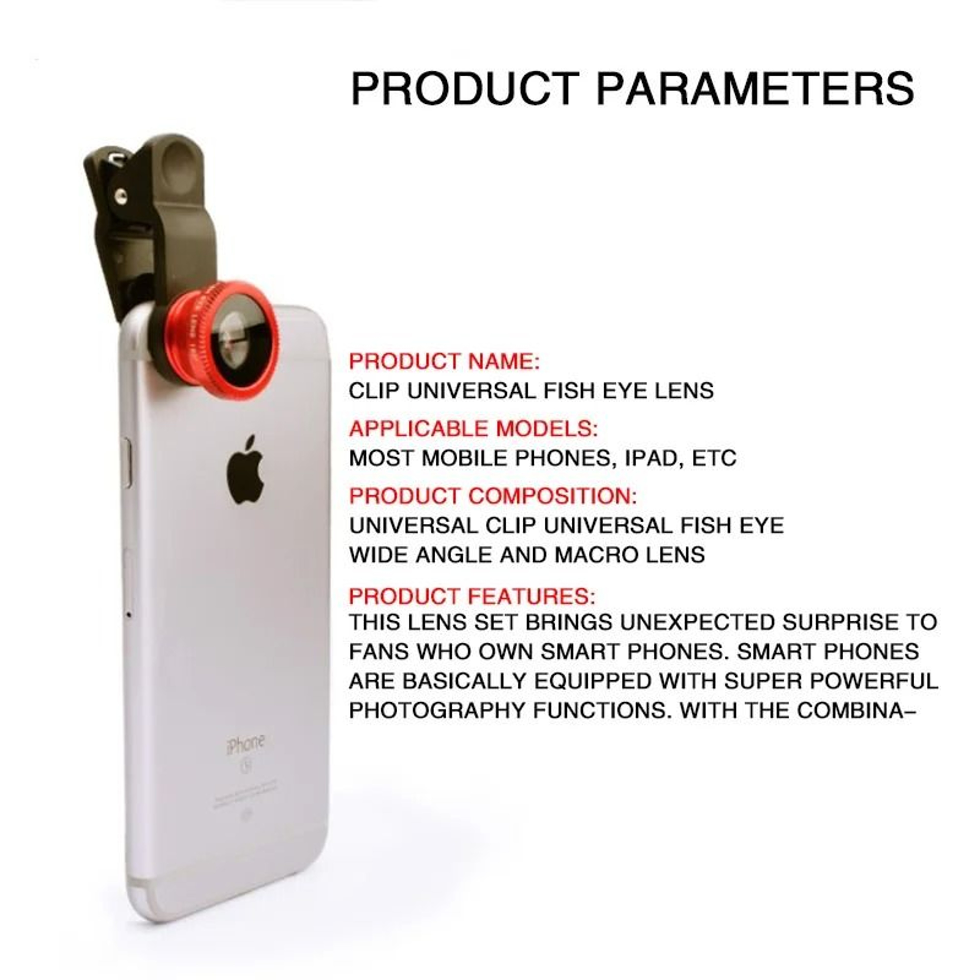 Universal 3in1 Phone Lens Kit  Fisheye 067X Wide Angle  Macro Lens With Secure Clip For IPhone  And 1