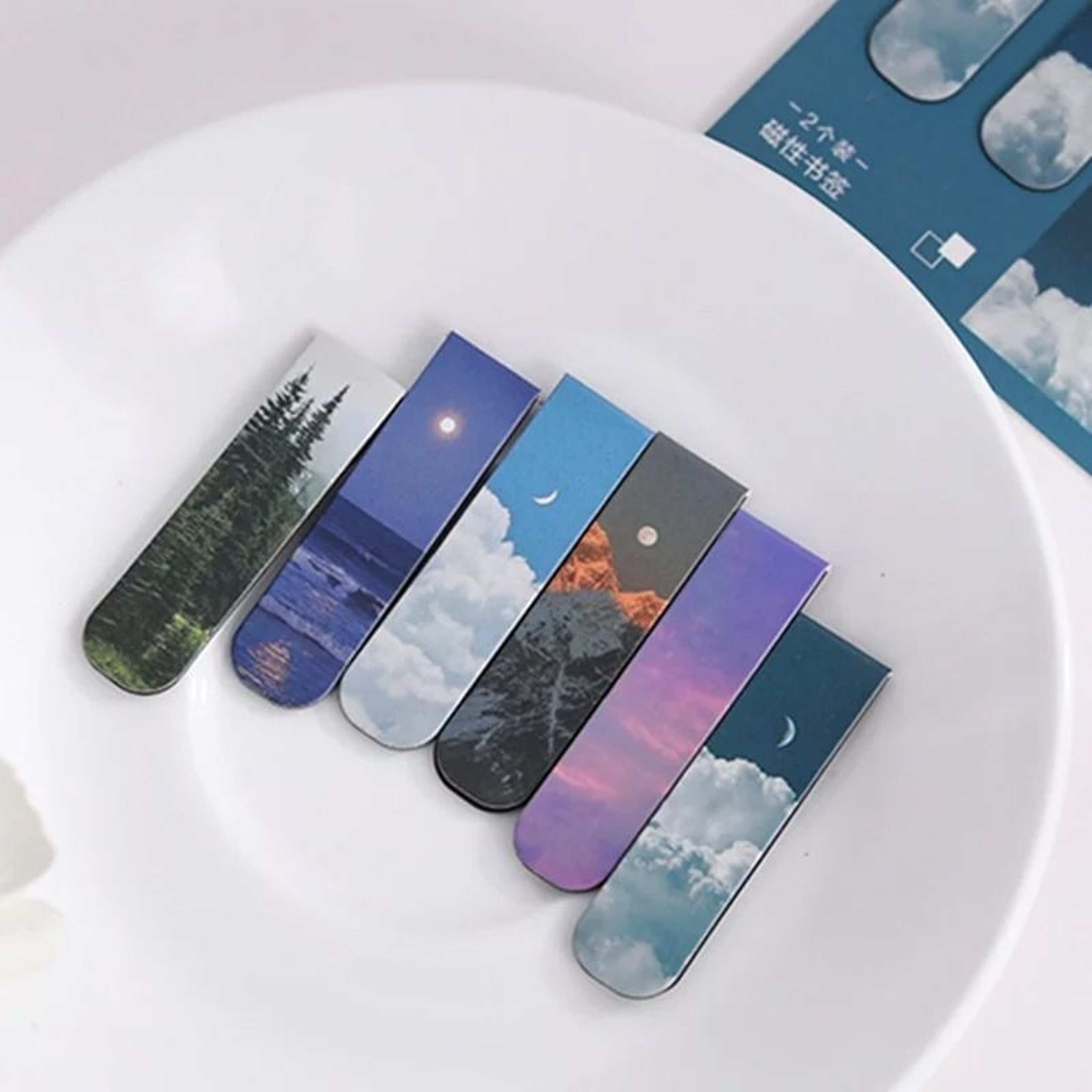 Fantasy Landscape Magnetic Bookmark Set  2pcs Kawaii Book Clips  Page Holders For School  Office 1
