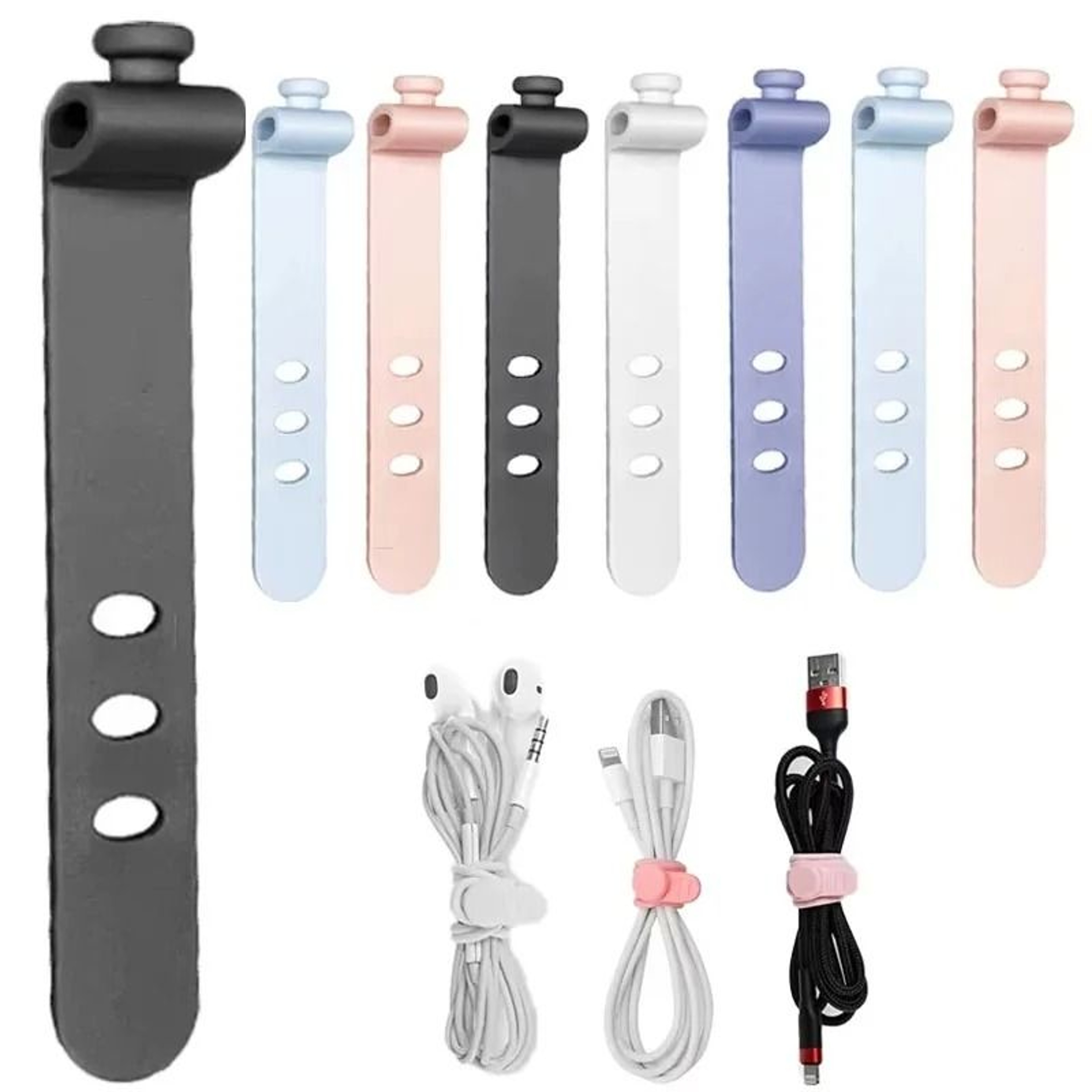 20Piece Portable Silicone Strap Winder Set  Reusable Desktop Cord Organizer  USB Data Line Wrap Tie 0