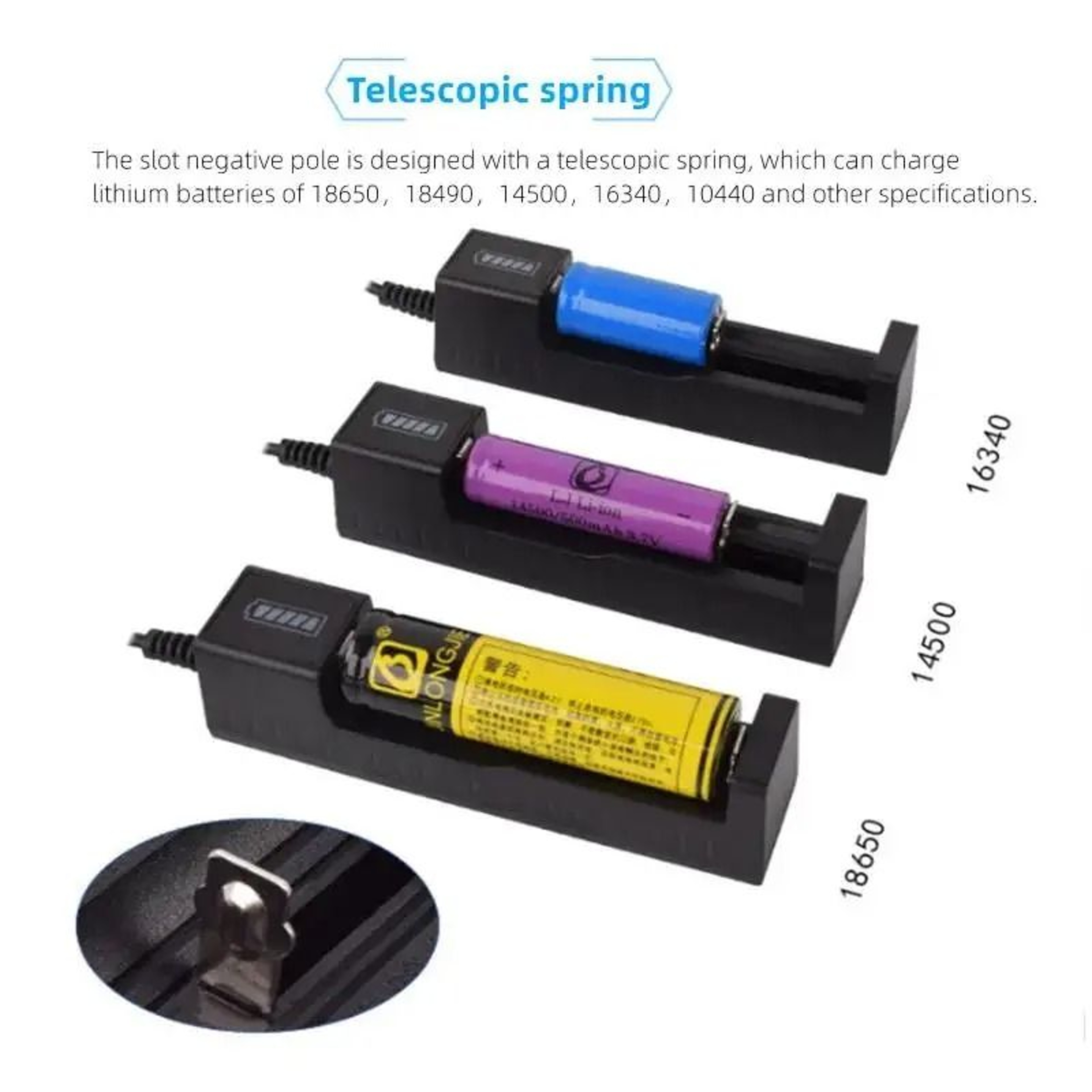 Universal 1Slot USB Smart Battery Charger For 18650 26650 14500 And 16340 Lithium Batteries 2